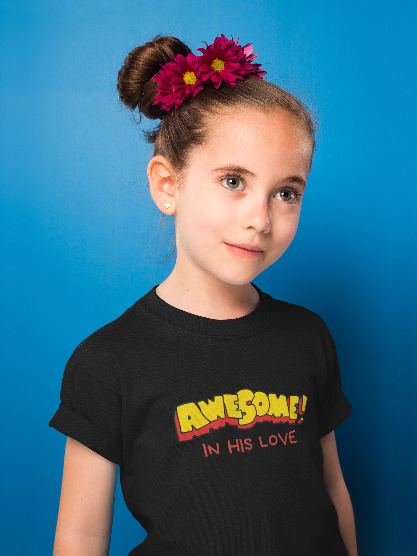 "Awesome in His Love" Girls' christian t-shirt