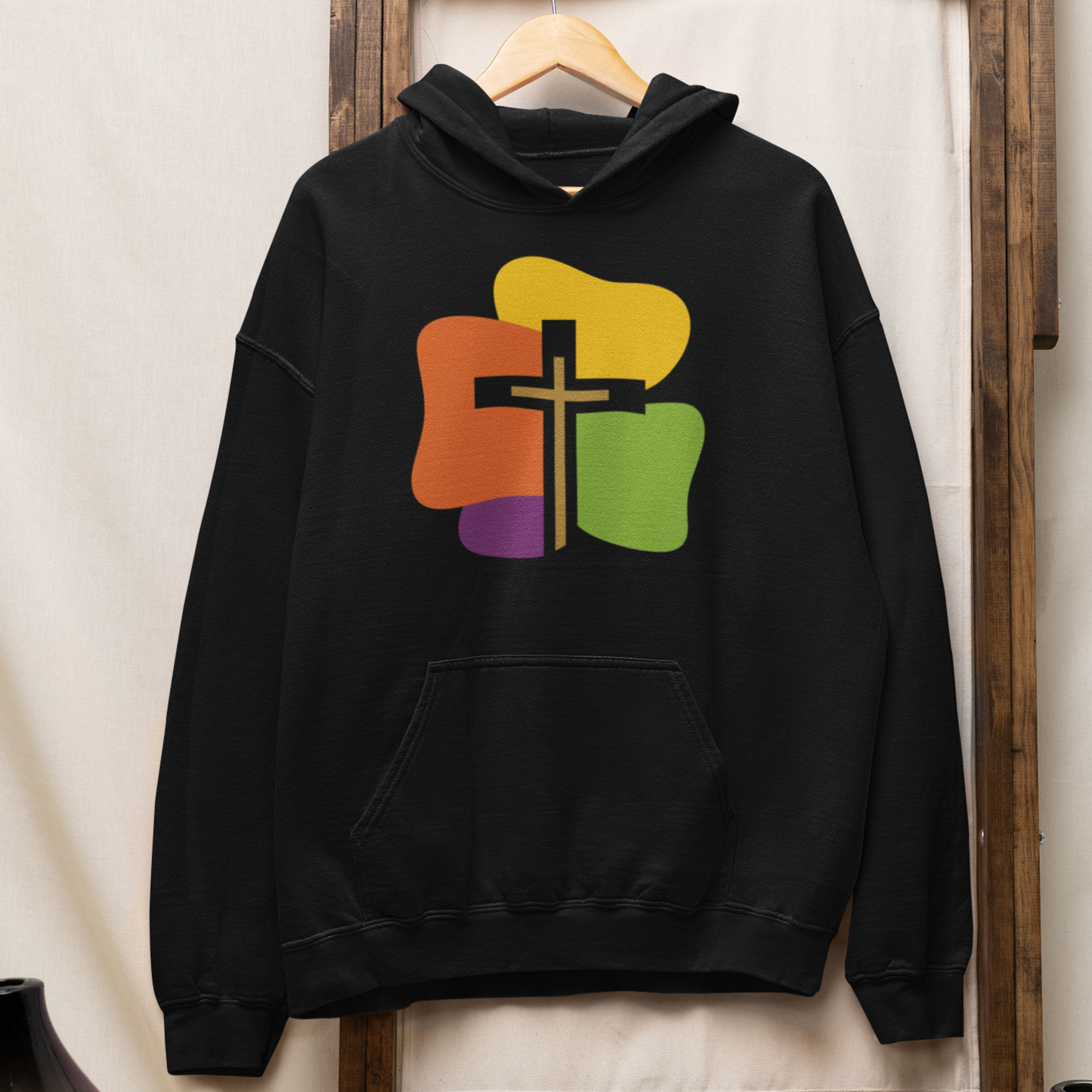 'Colorful Cross' unisex Christian hooded sweatshirt