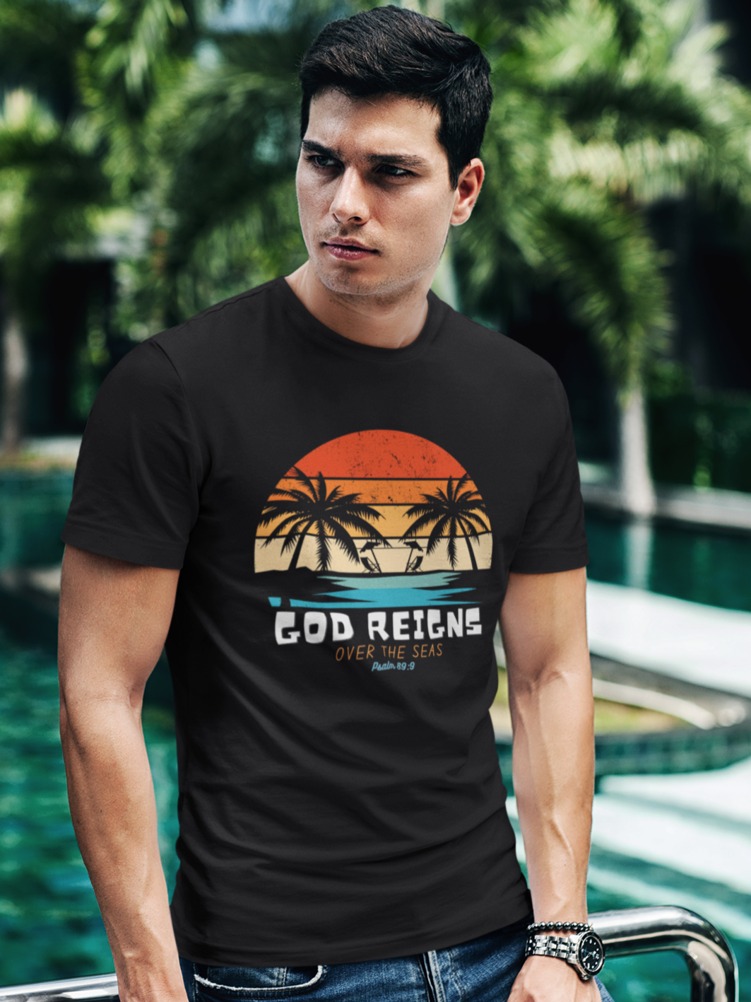 "God Reigns Over the Seas" unisex christian t-shirt