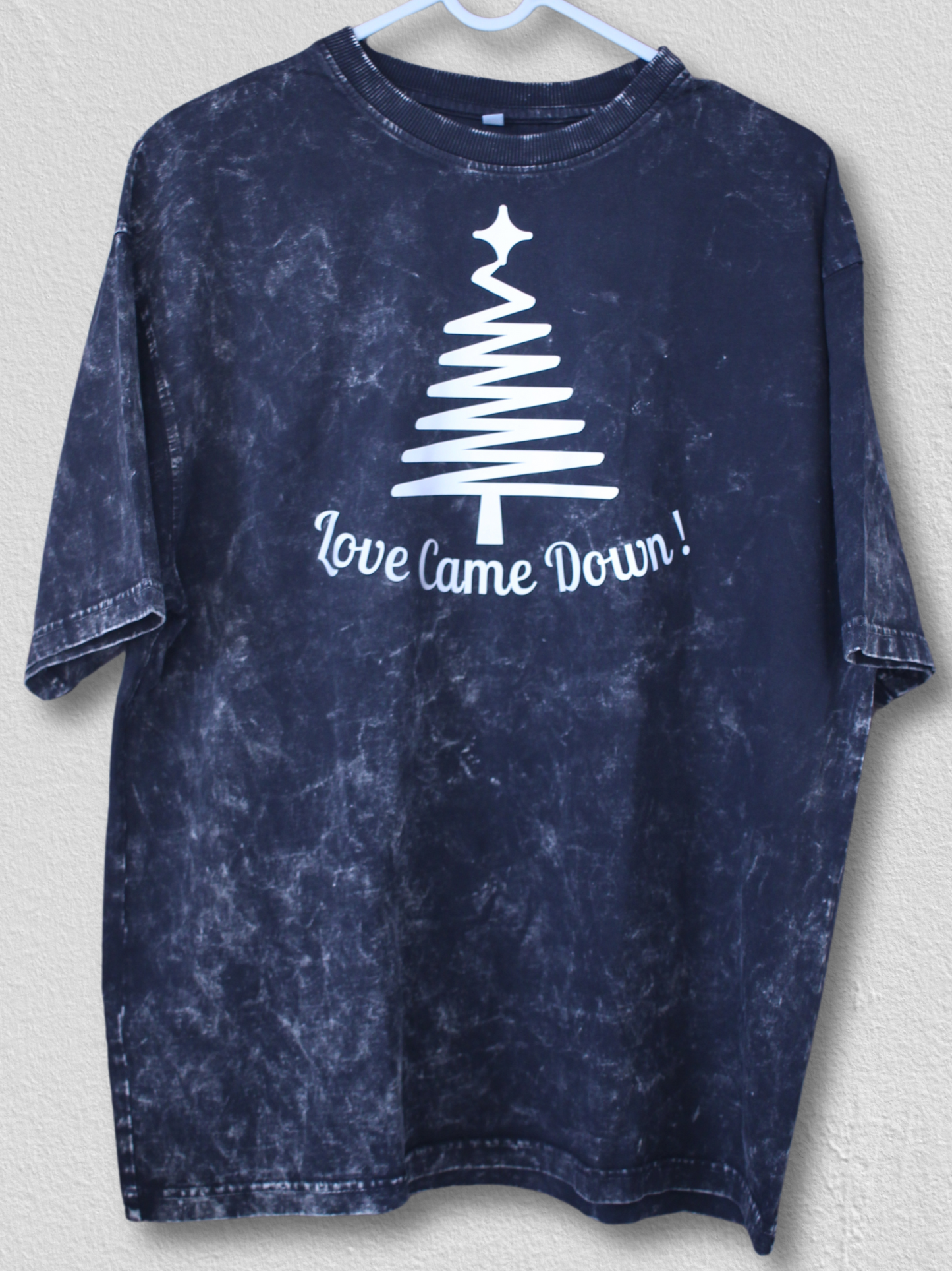 Reflective Print "Love Came Down" Title: Oversized Unisex Christian T-Shirt