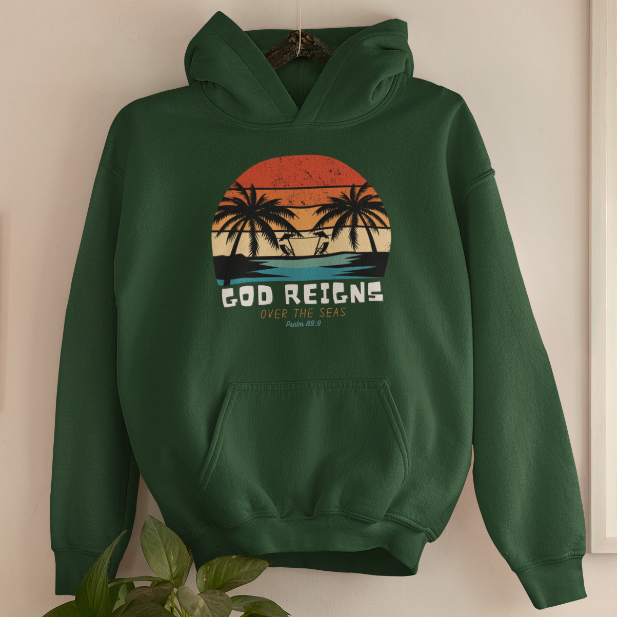 "God Reigns Over the Seas" unisex Christian hooded sweatshirt