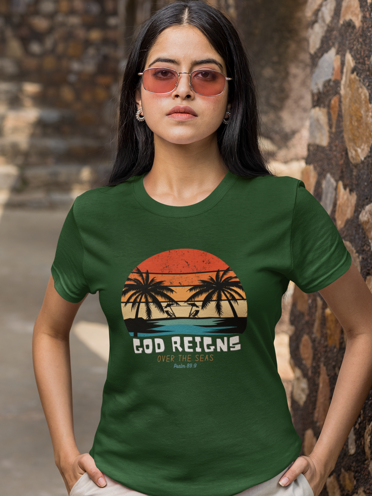 "God Reigns Over the Seas" women's Christian T-shirt
