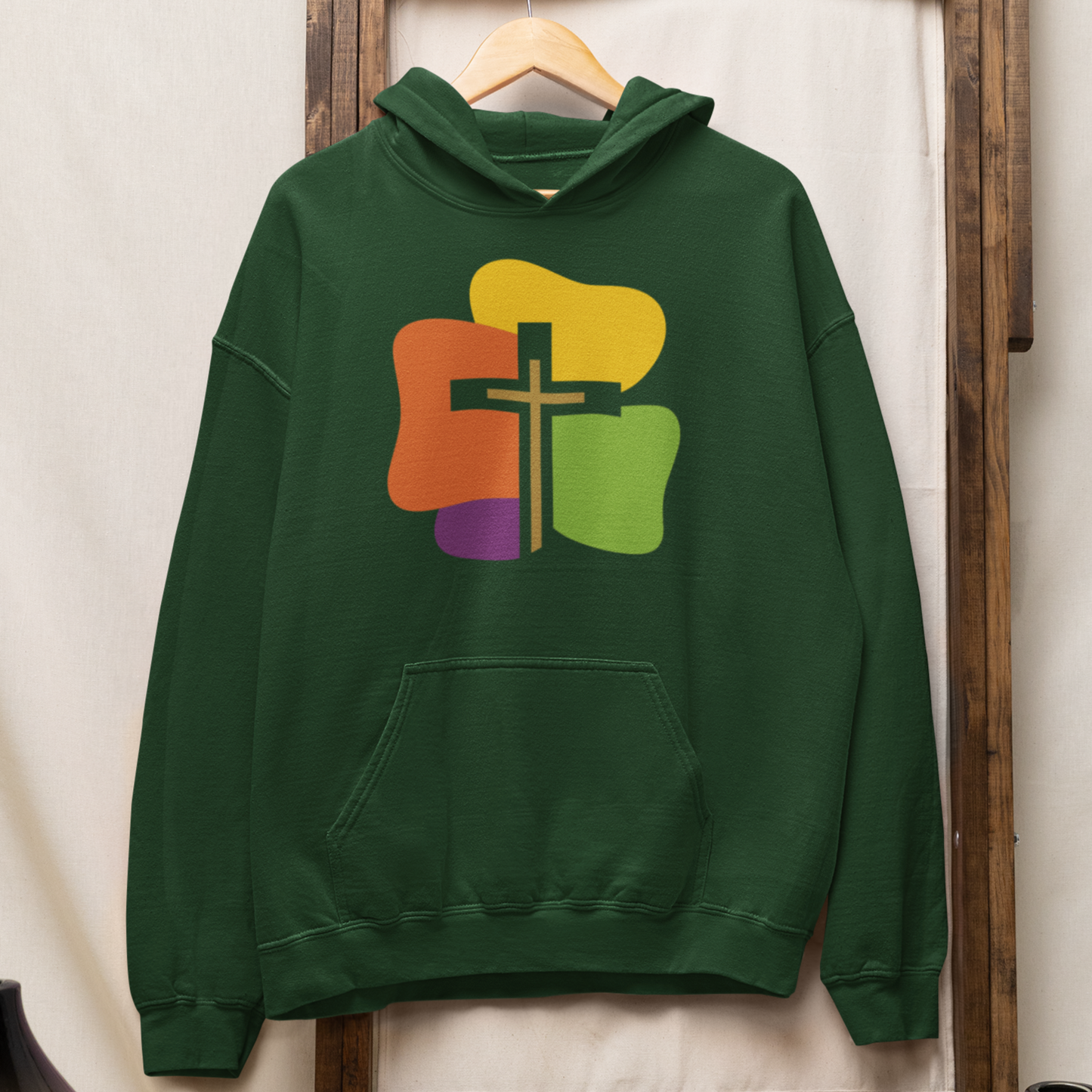 'Colorful Cross' unisex Christian hooded sweatshirt