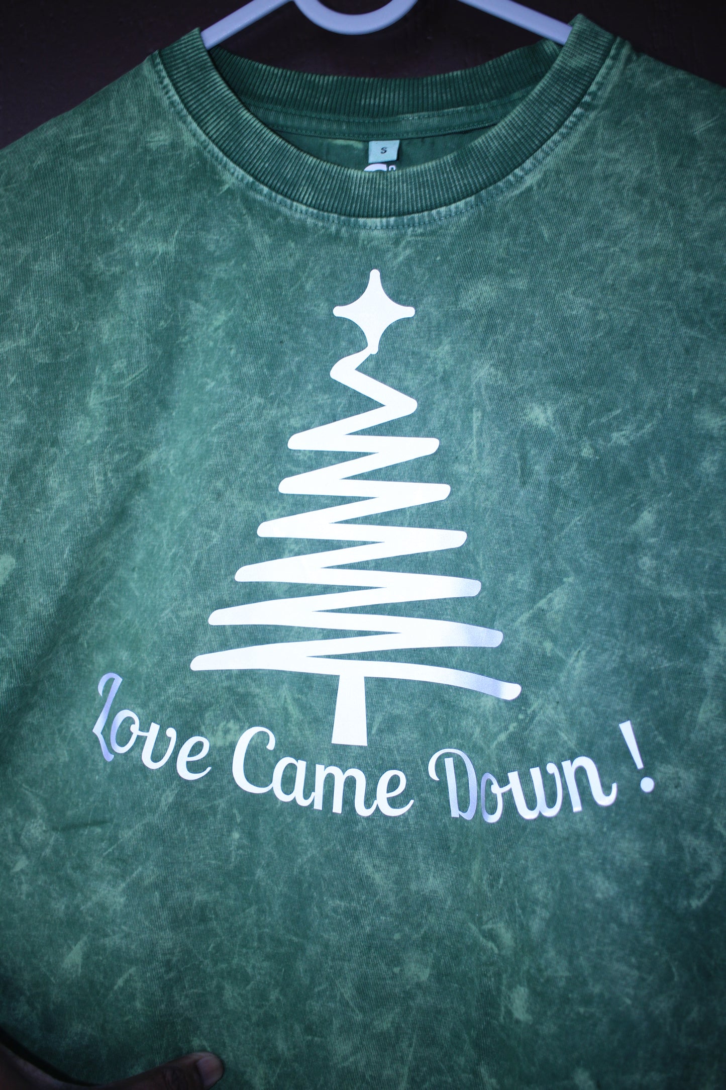 Reflective Print "Love Came Down" Title: Oversized Unisex Christian T-Shirt