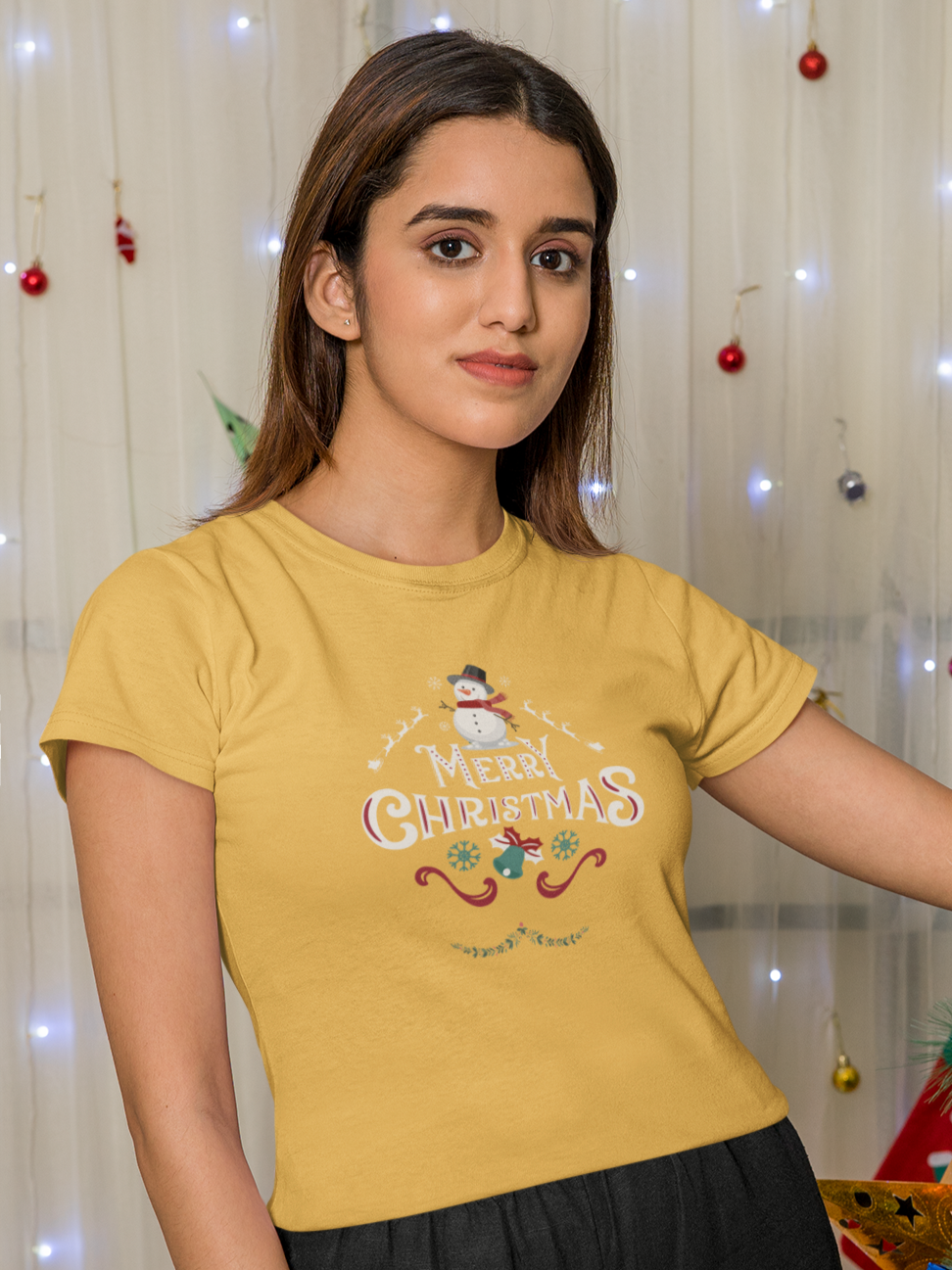 "Merry Christmas" Snowman women's christmas t-shirt