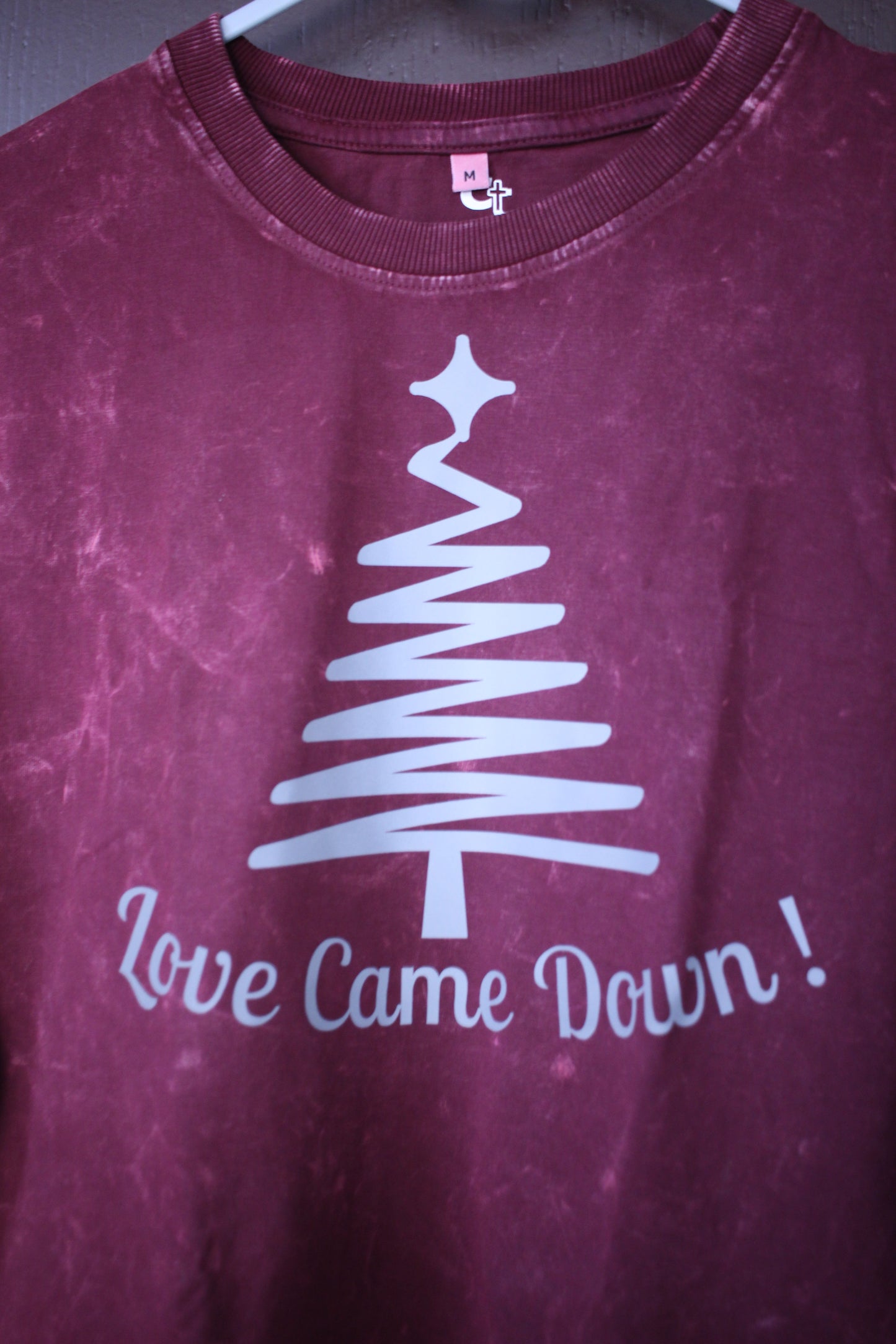 Reflective Print "Love Came Down" Title: Oversized Unisex Christian T-Shirt