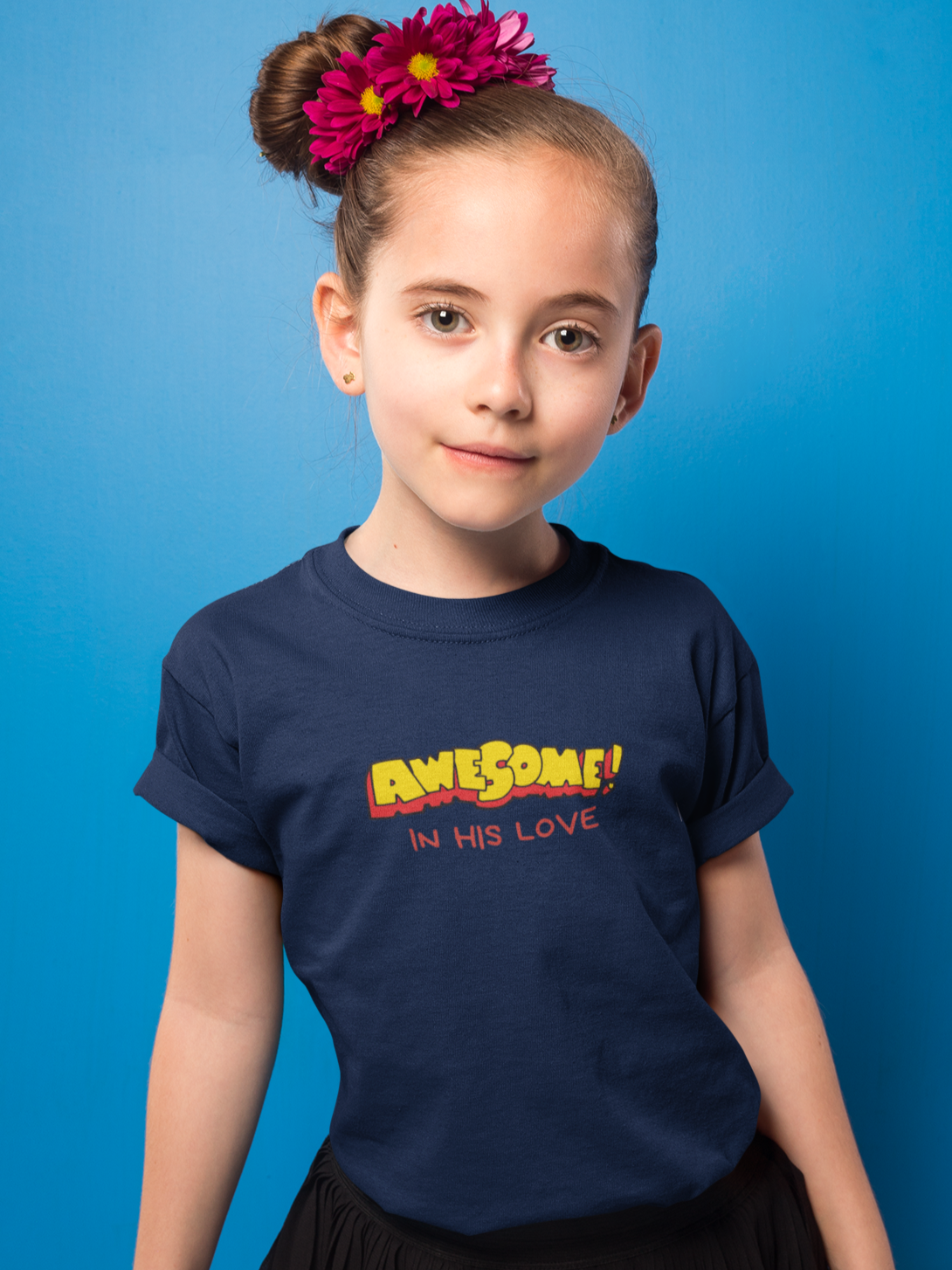 "Awesome in His Love" Girls' christian t-shirt