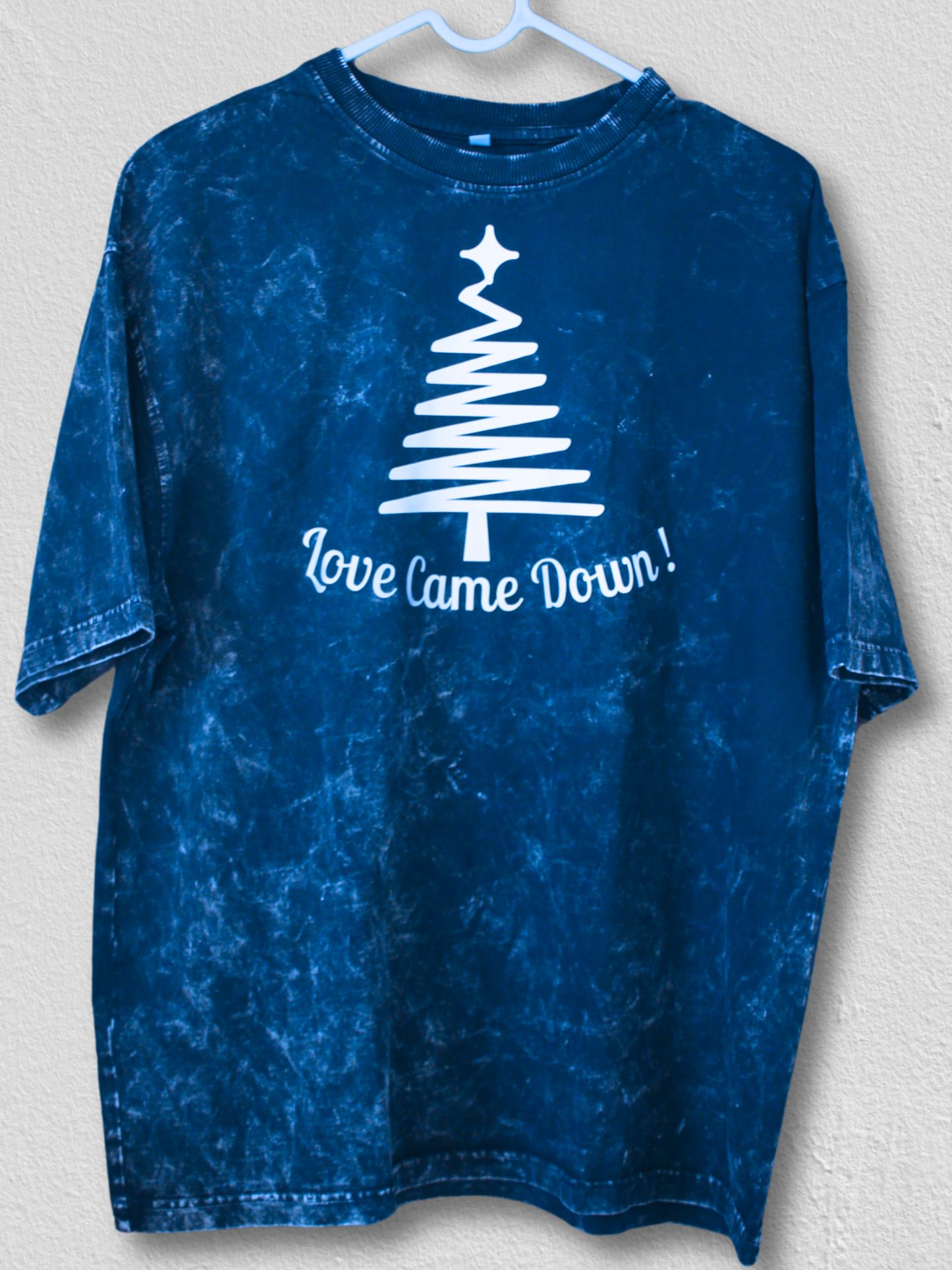 Reflective Print "Love Came Down" Title: Oversized Unisex Christian T-Shirt