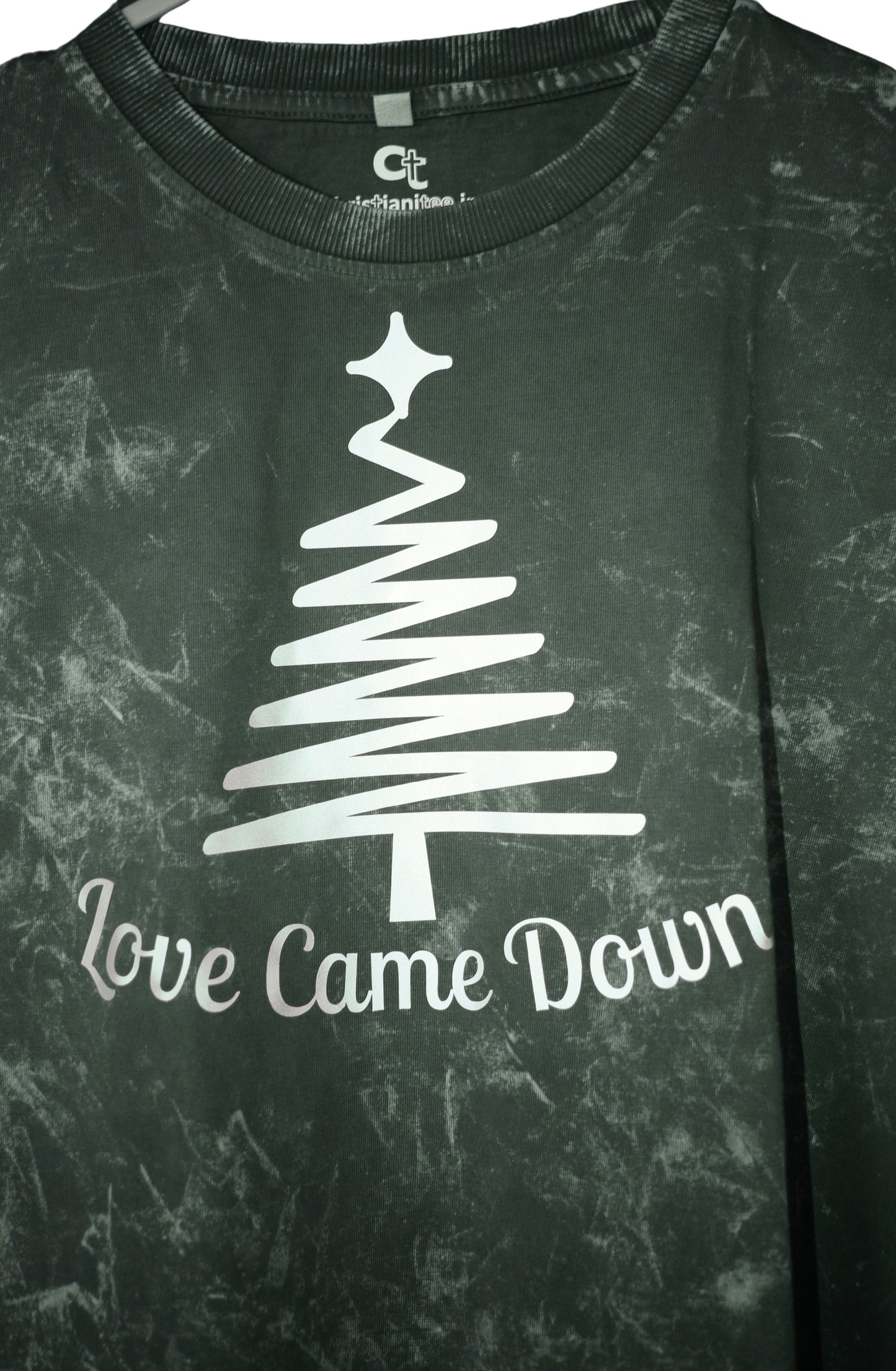 Reflective Print "Love Came Down" Title: Oversized Unisex Christian T-Shirt