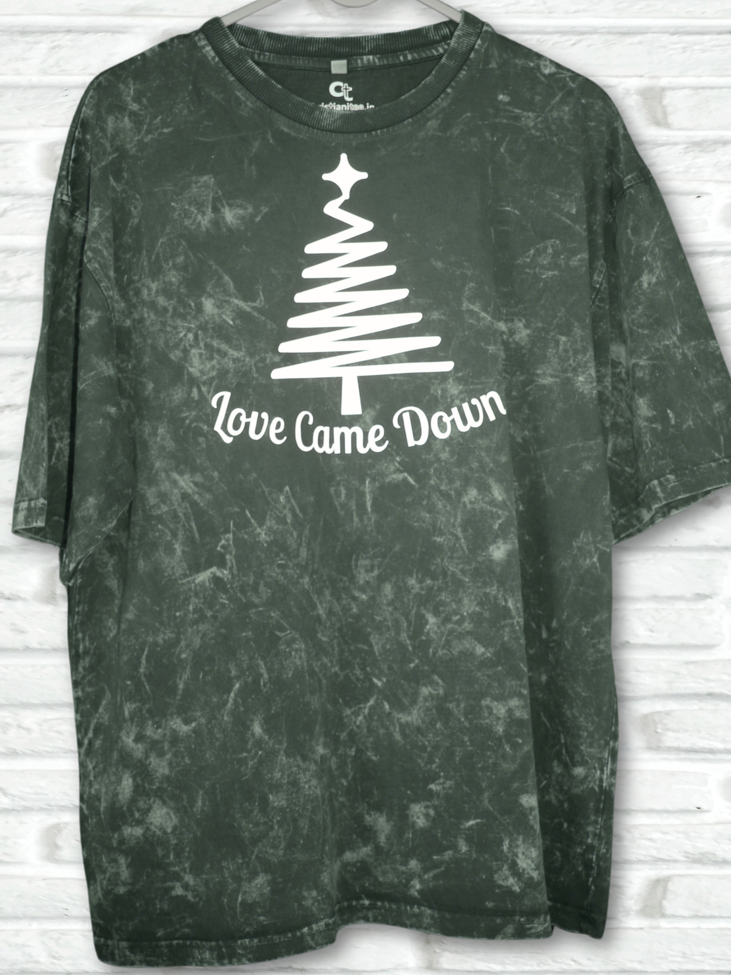Reflective Print "Love Came Down" Title: Oversized Unisex Christian T-Shirt