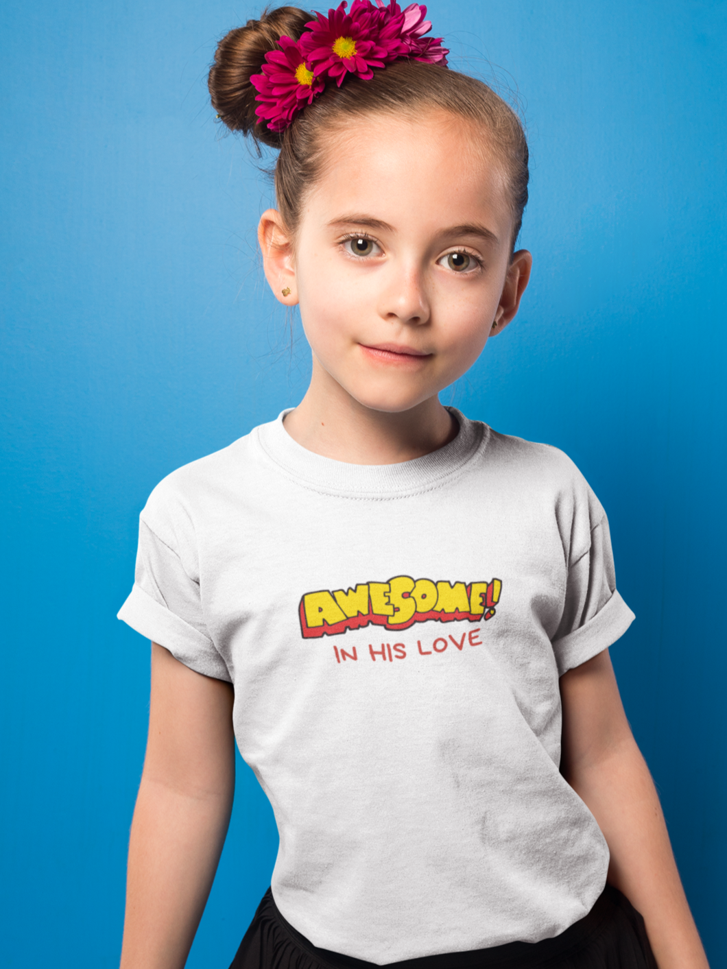 "Awesome in His Love" Girls' christian t-shirt