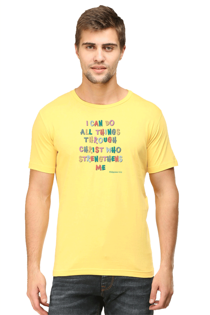 Yellow "I can do all things through Christ" unisex christian t-shirt