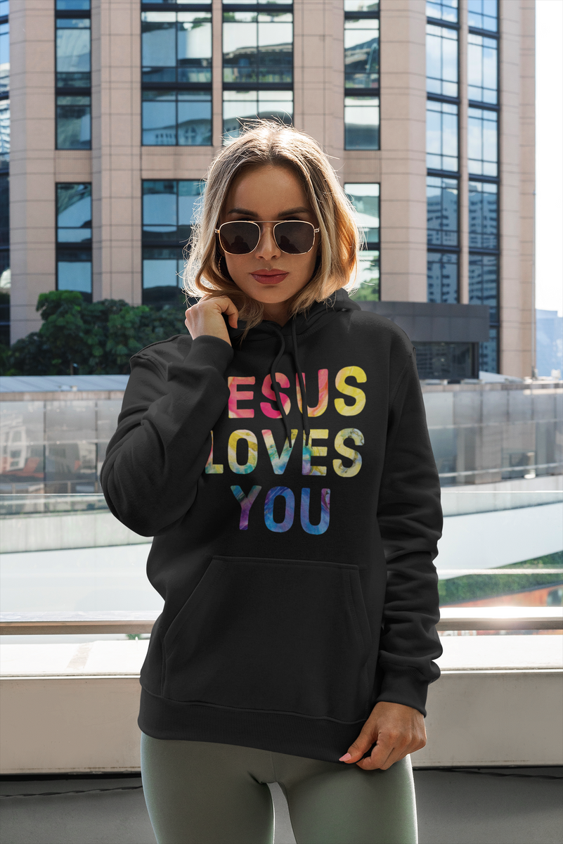 Black Jesus Loves you unisex christian hooded sweatshirt –