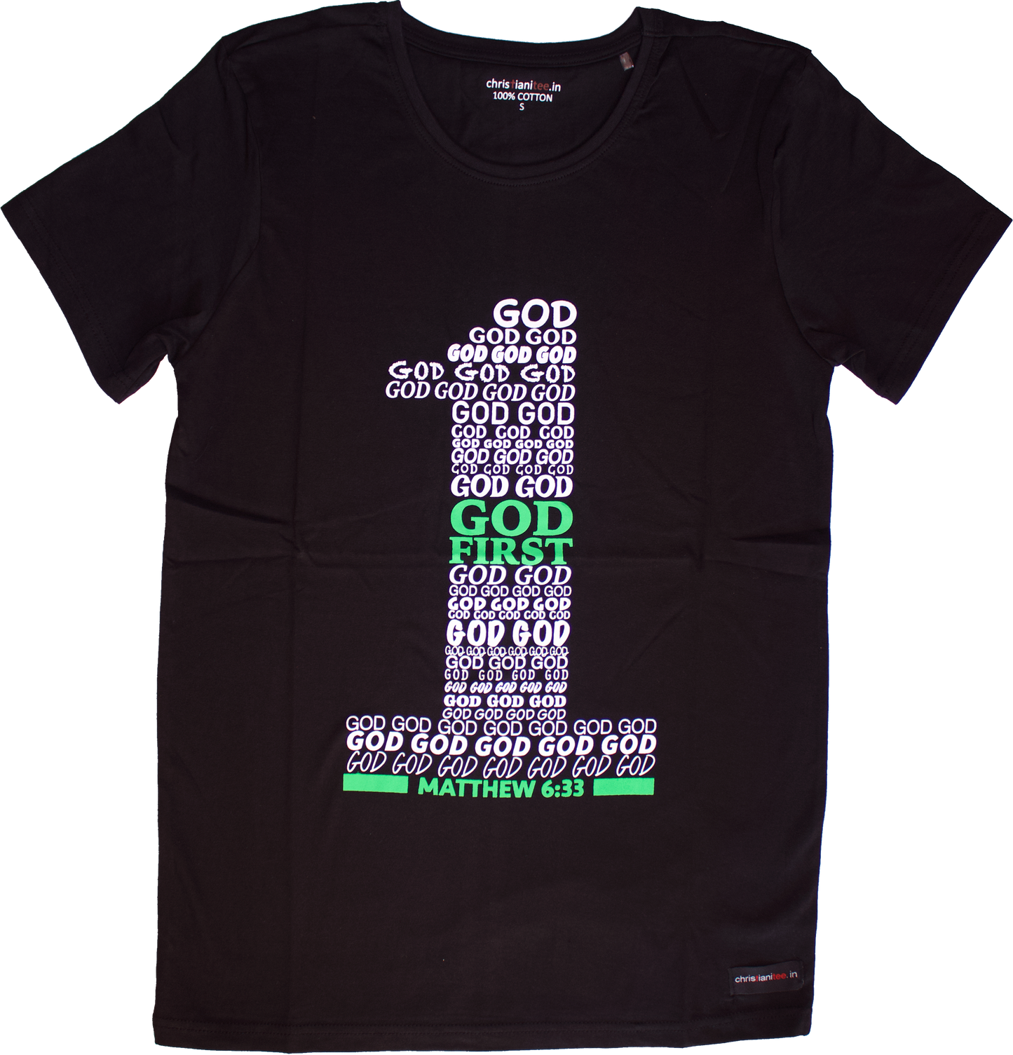 Black “God First” unisex Christian t-shirt