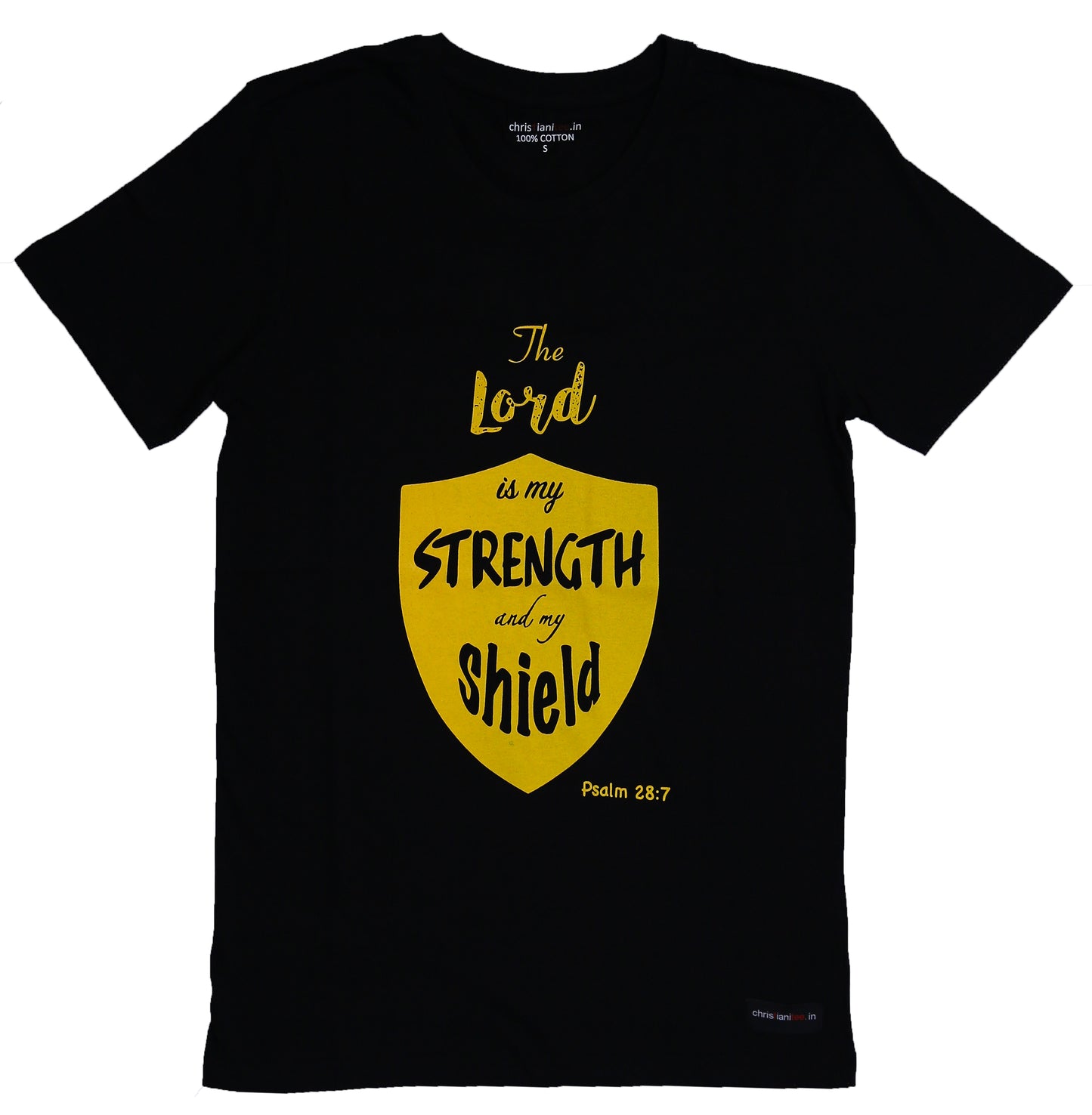 Black “The Lord is my strength and my shield” unisex Christian T-Shirt