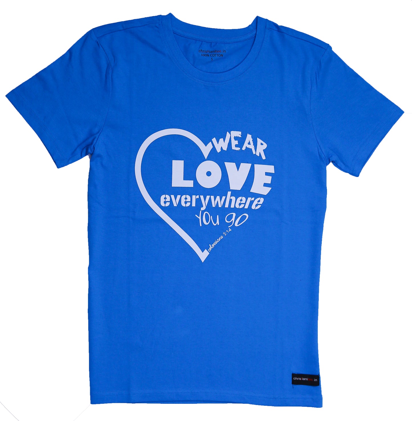 Cool Blue “wear love everywhere you go” unisex Christian T-Shirt