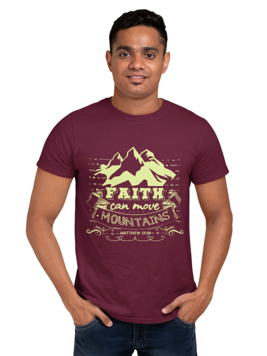 Maroon "Faith can move mountains" unisex christian t-shirt