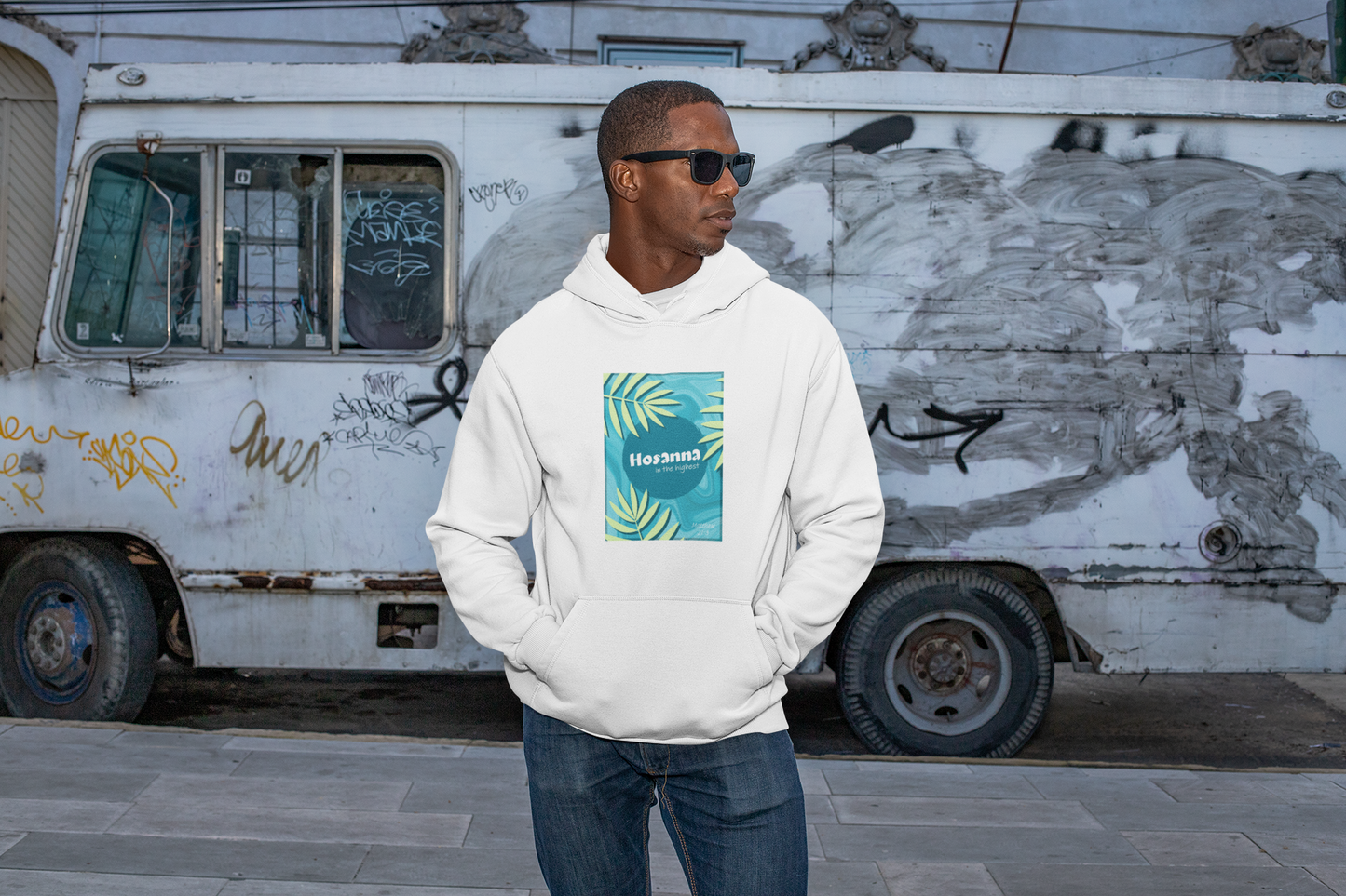 White "Hosanna in the highest" unisex Christian hooded sweatshirt