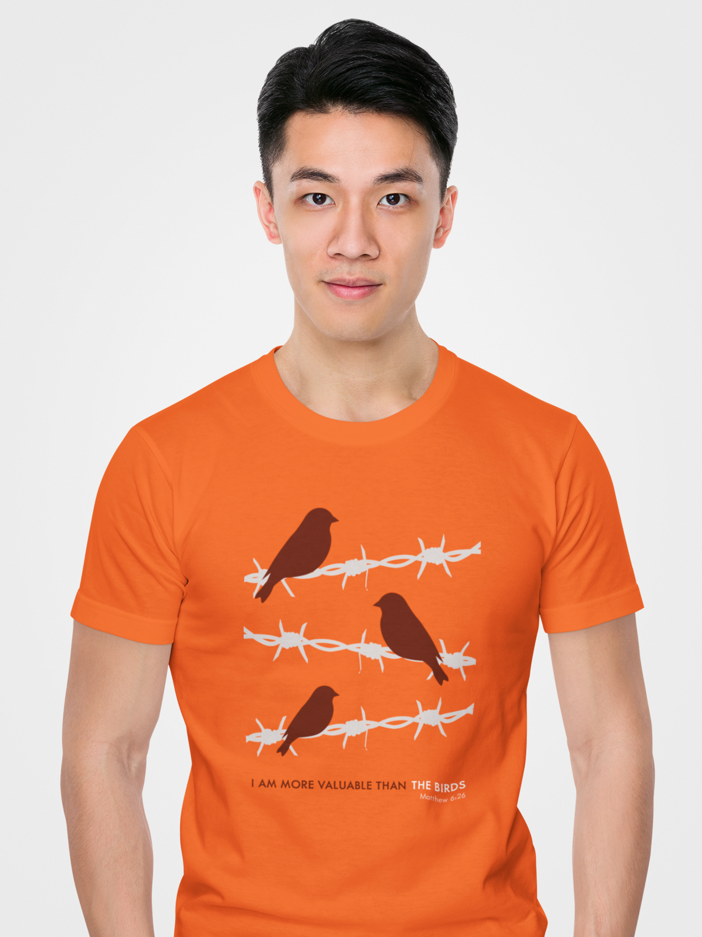 Orange "I am more valuable than the birds" unisex christian t-shirt