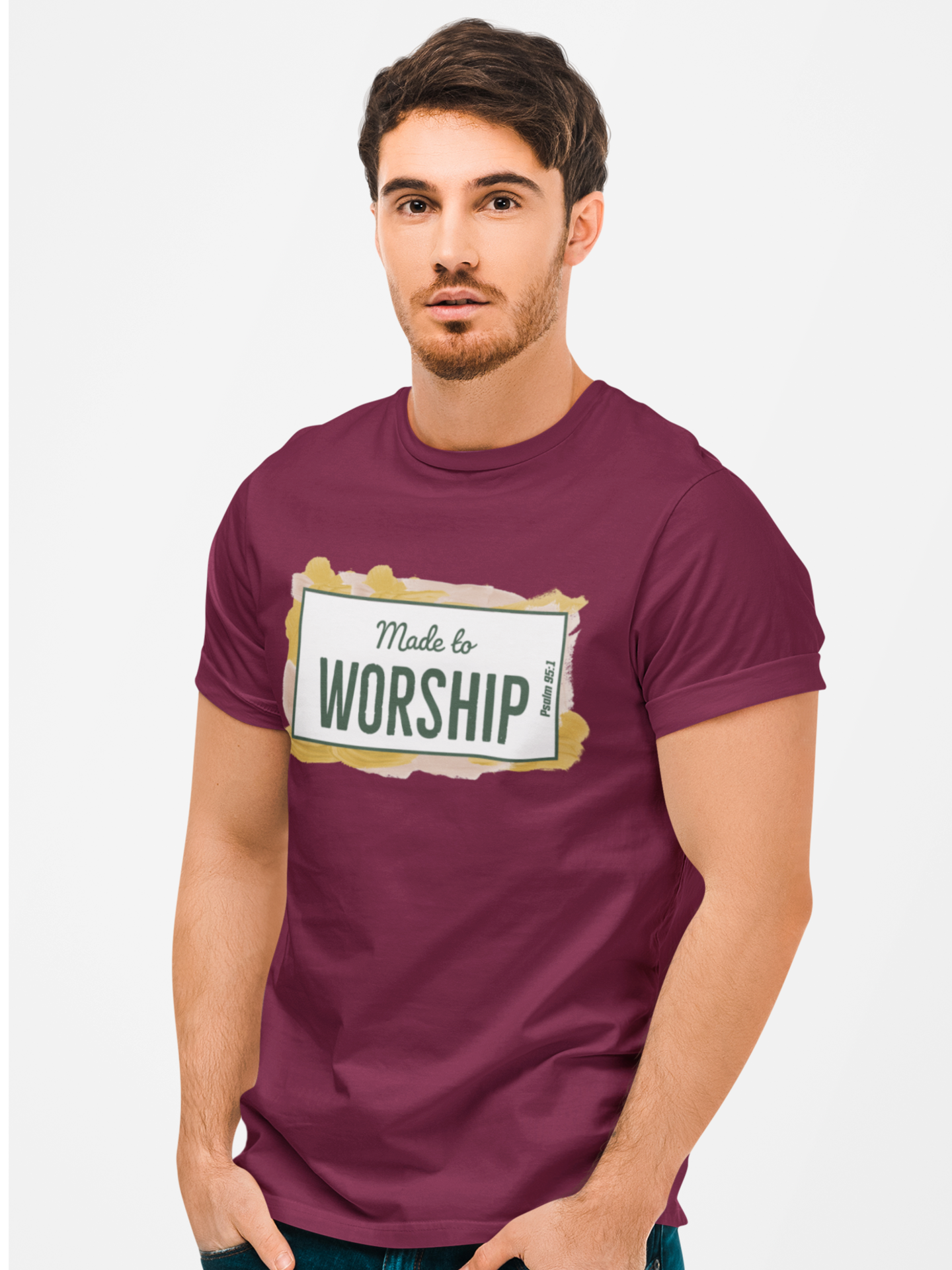 Maroon "Made to worship" unisex christian t-shirt