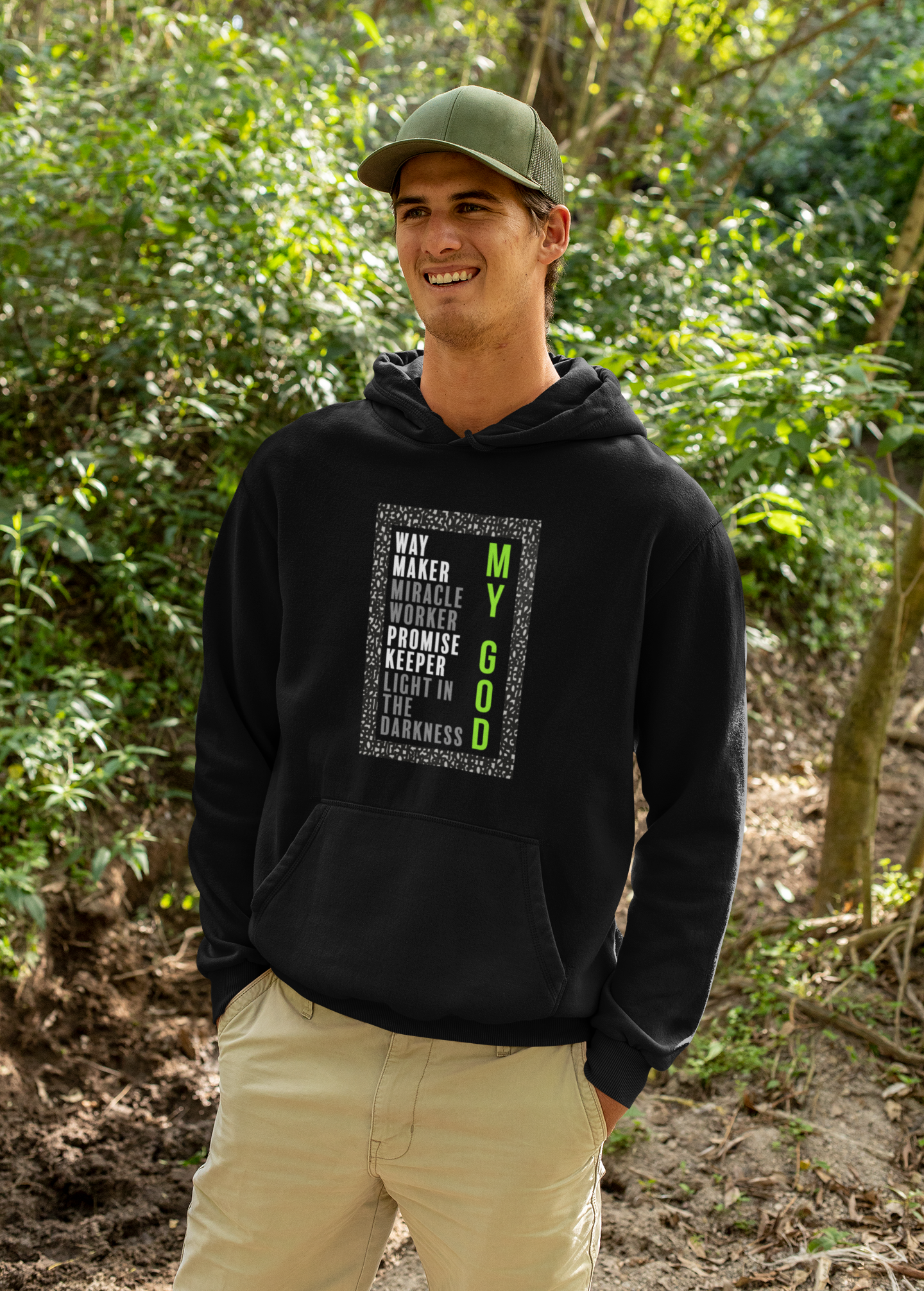 Black "Way maker, Miracle worker, Promise Keeper, Light in the darkness" unisex Christian hooded sweatshirt
