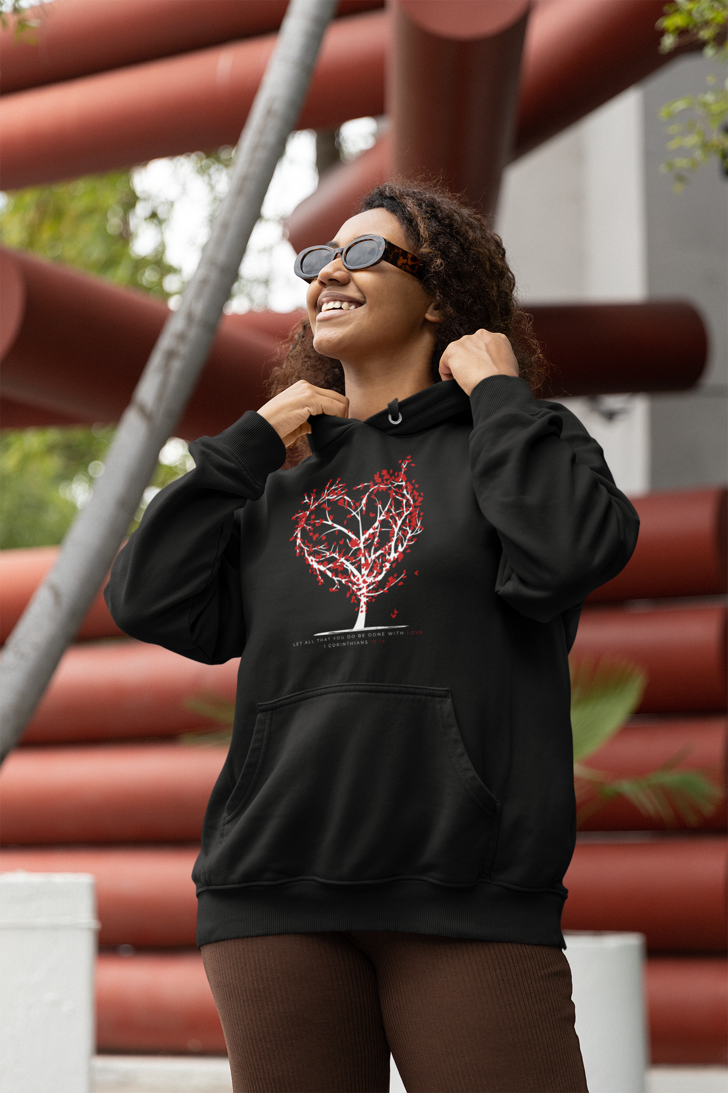 "Let all that you do be done in Love" unisex Christian hooded sweatshirt