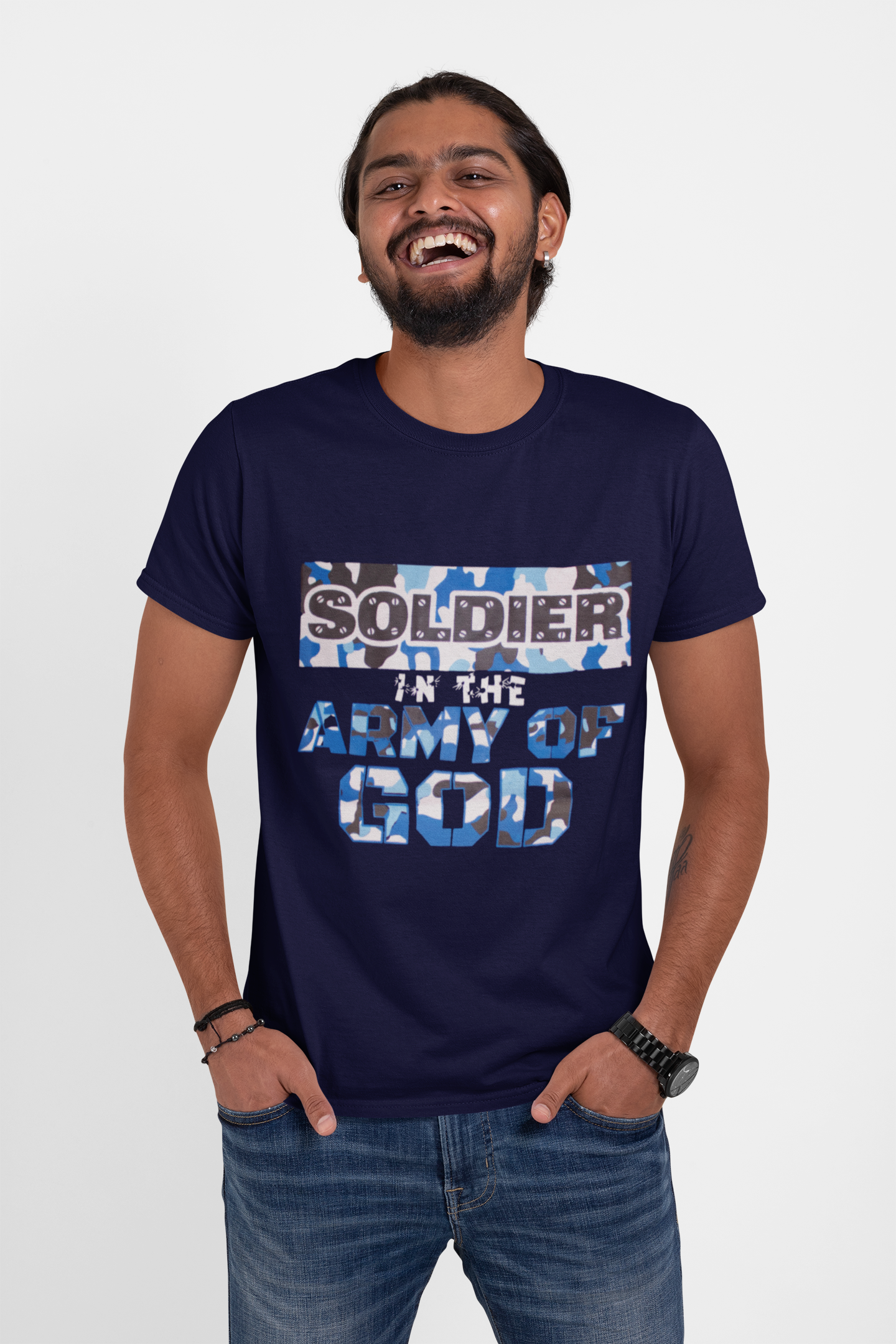Navy Blue 'Soldier in the Army of GOD' unisex christian t-shirt