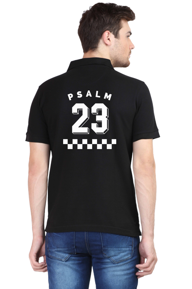 "FEARLESS Psalm 23" unisex christian polo t-shirt (front & back print)