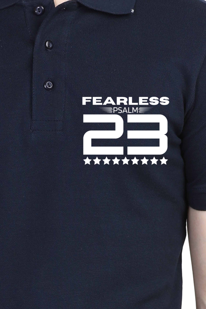 "FEARLESS Psalm 23" unisex christian polo t-shirt (front & back print)