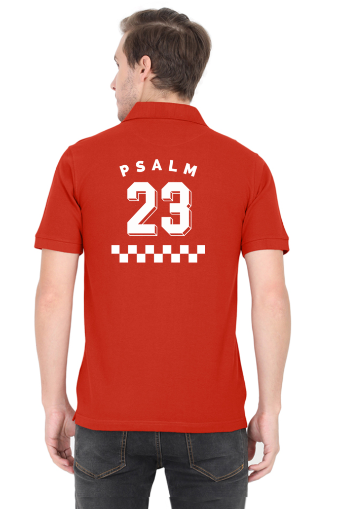 "FEARLESS Psalm 23" unisex christian polo t-shirt (front & back print)