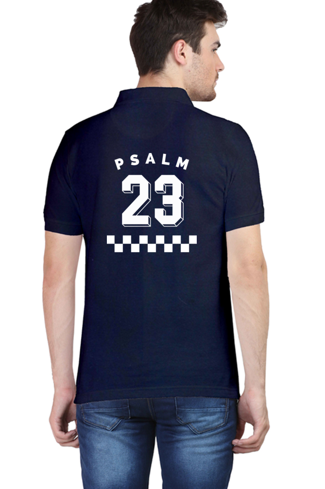 "FEARLESS Psalm 23" unisex christian polo t-shirt (front & back print)