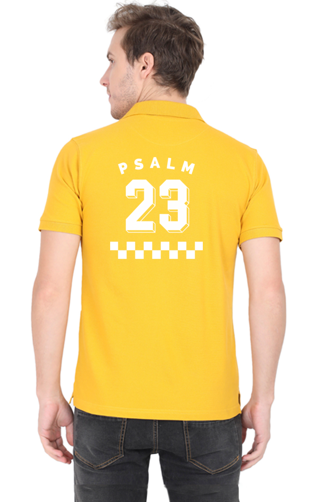 "FEARLESS Psalm 23" unisex christian polo t-shirt (front & back print)