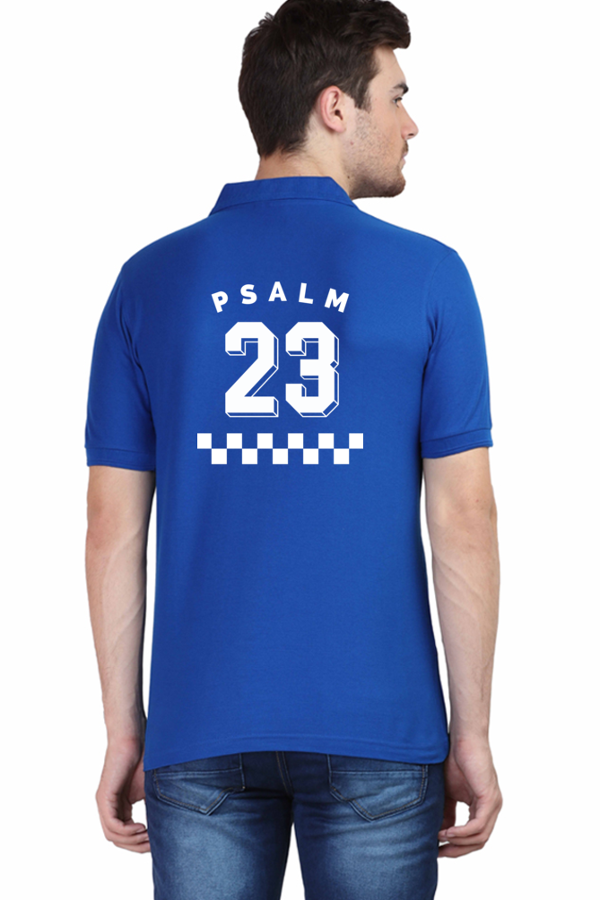 "FEARLESS Psalm 23" unisex christian polo t-shirt (front & back print)