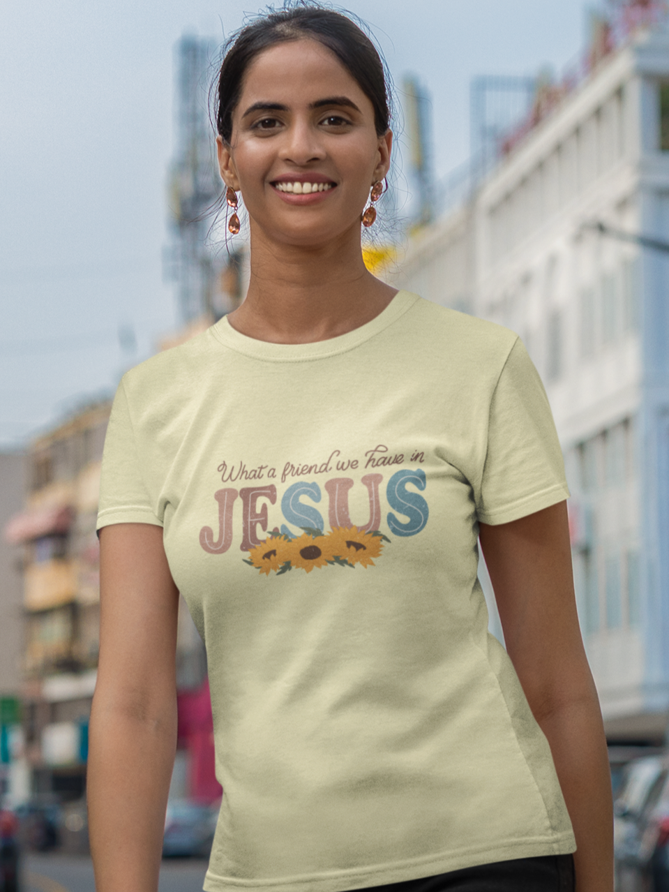 "What a Friend We Have in Jesus" women's Christian T-shirt