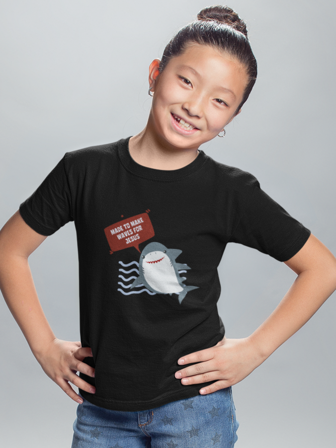 "Made to Make Waves for Jesus" girls christian t-shirt