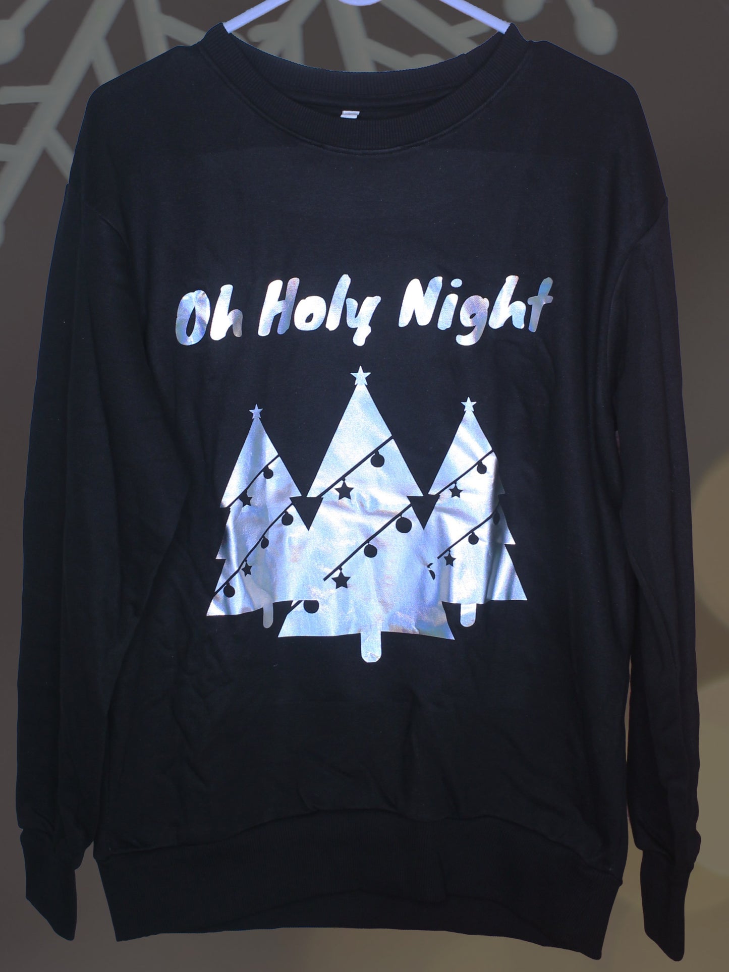 "Oh Holy Night" Rainbow Vinyl Unisex Christmas Sweatshirt