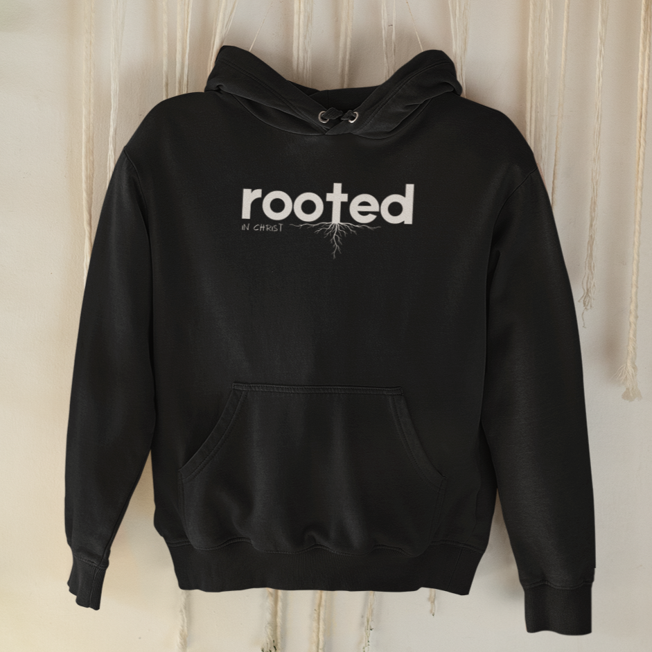 Rooted in Christ – Faith & Foundation unisex Christian hooded sweatshirt