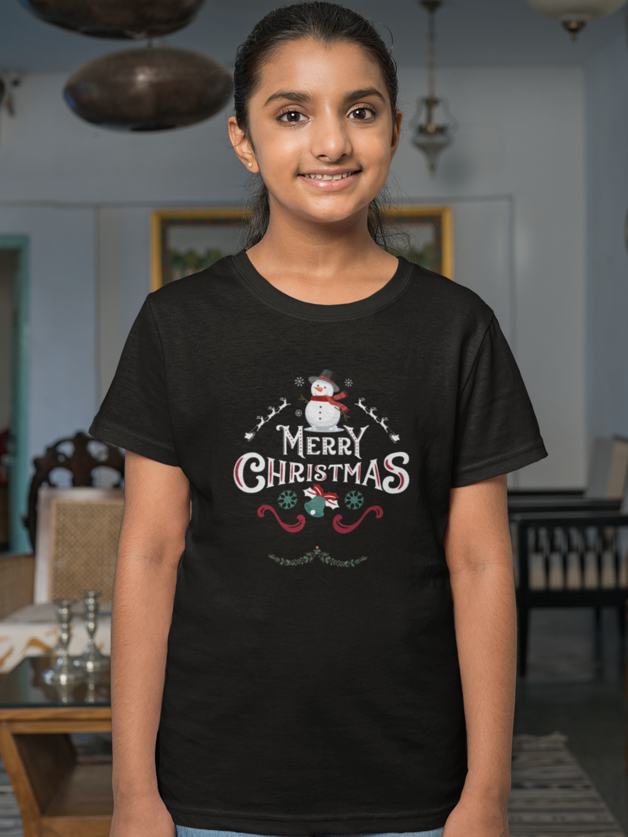 "Merry Christmas" Snowman Christmas T-Shirt for girls