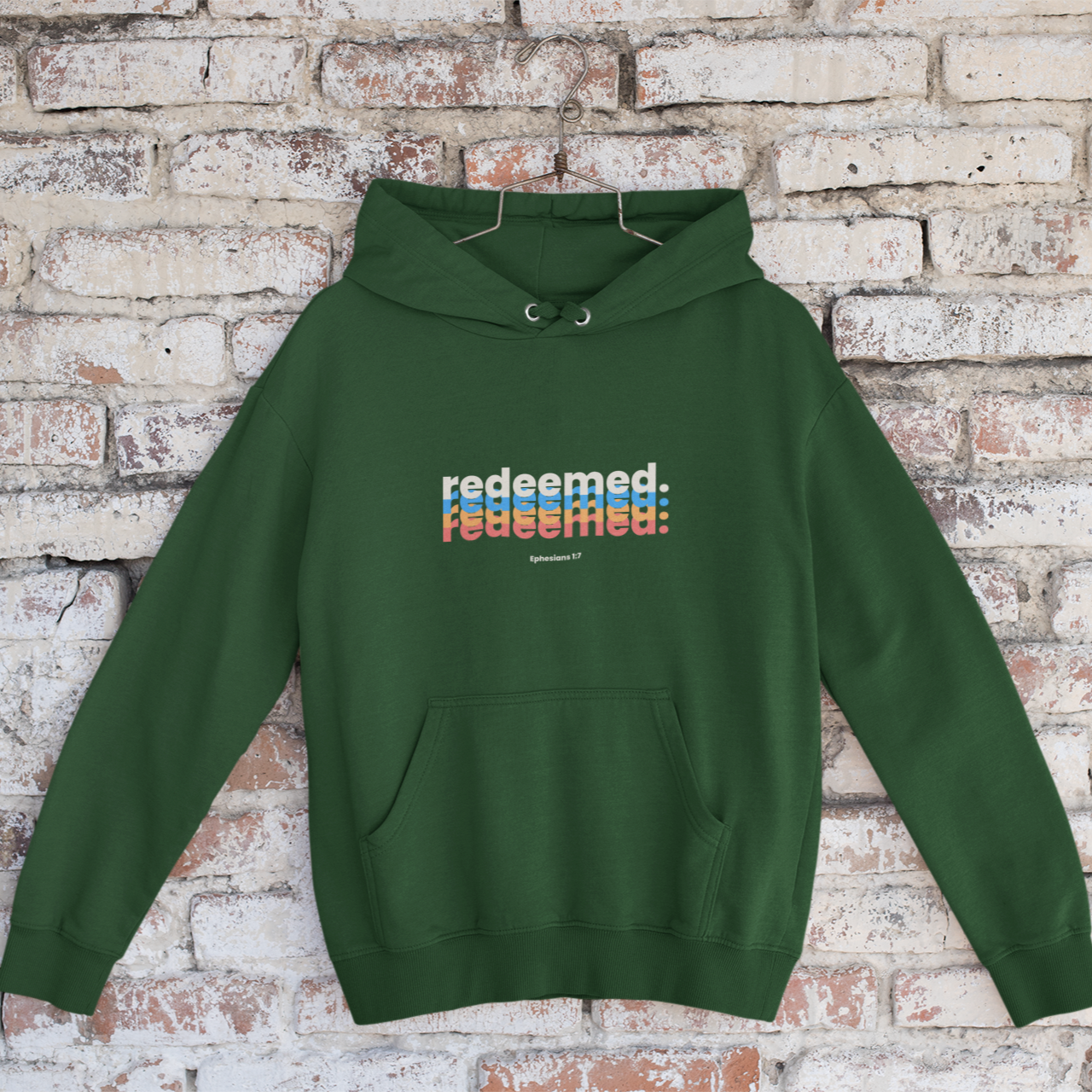 "Redeemed" unisex Christian hooded sweatshirt