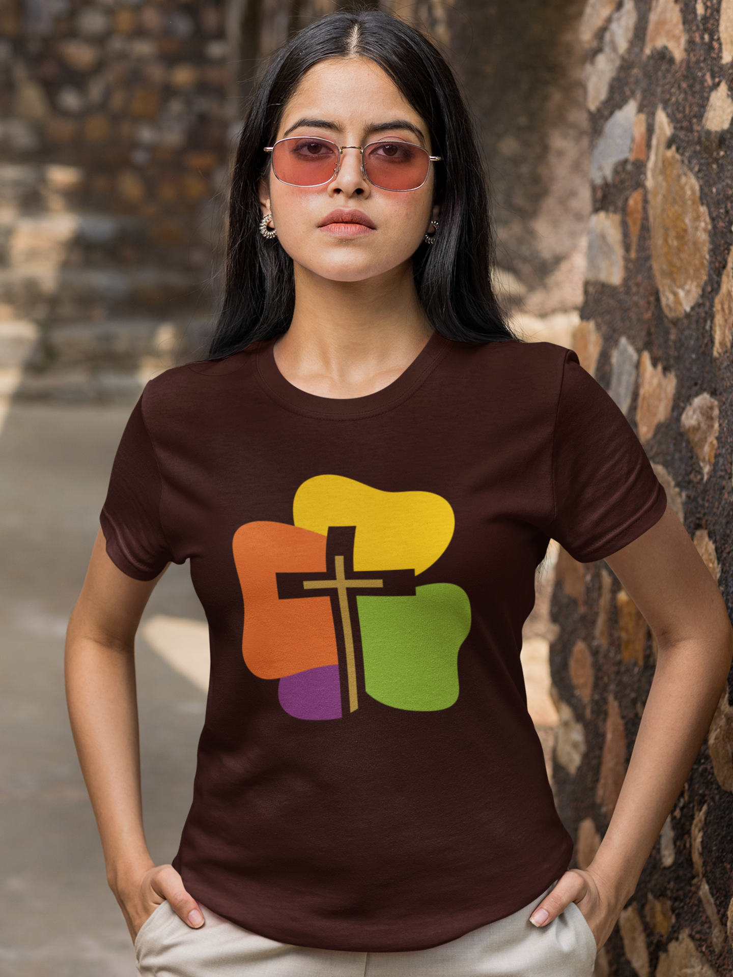 'Colorful Cross' women's Christian t-shirt