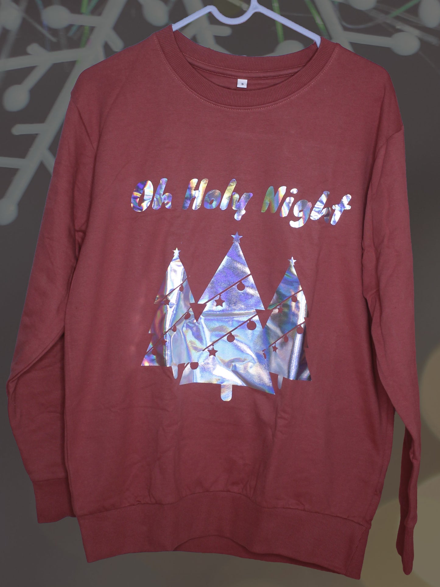 "Oh Holy Night" Rainbow Vinyl Unisex Christmas Sweatshirt
