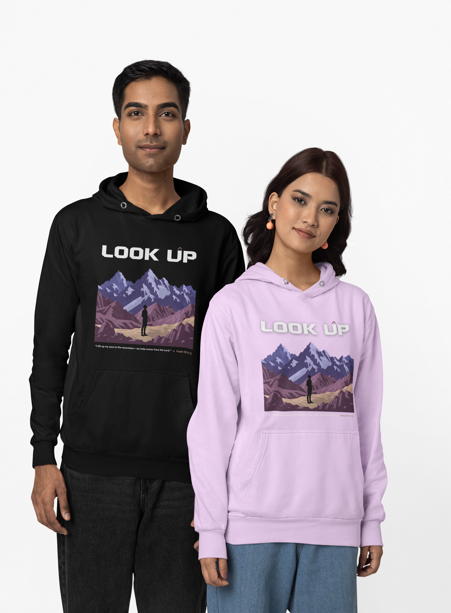 "Look Up" – Psalm 121:1-2  unisex Christian hooded sweatshirt