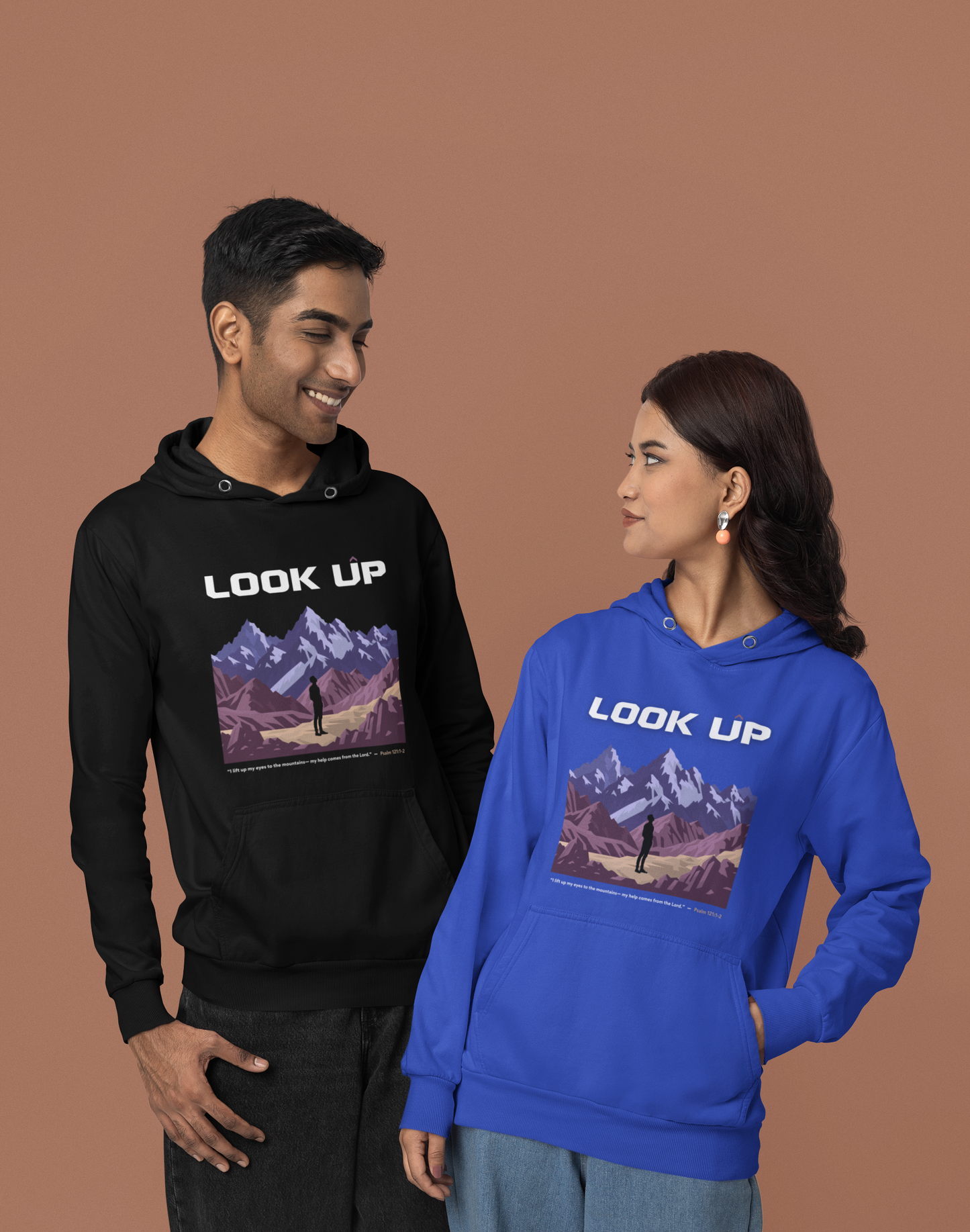 "Look Up" – Psalm 121:1-2  unisex Christian hooded sweatshirt