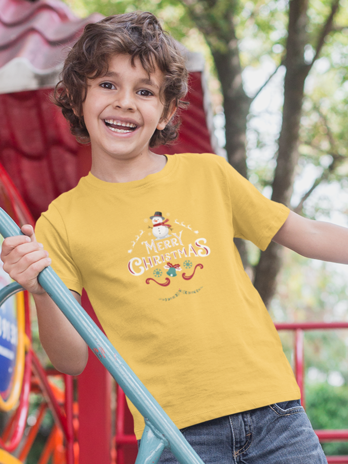 "Merry Christmas" Snowman Christmas T-Shirt for boys