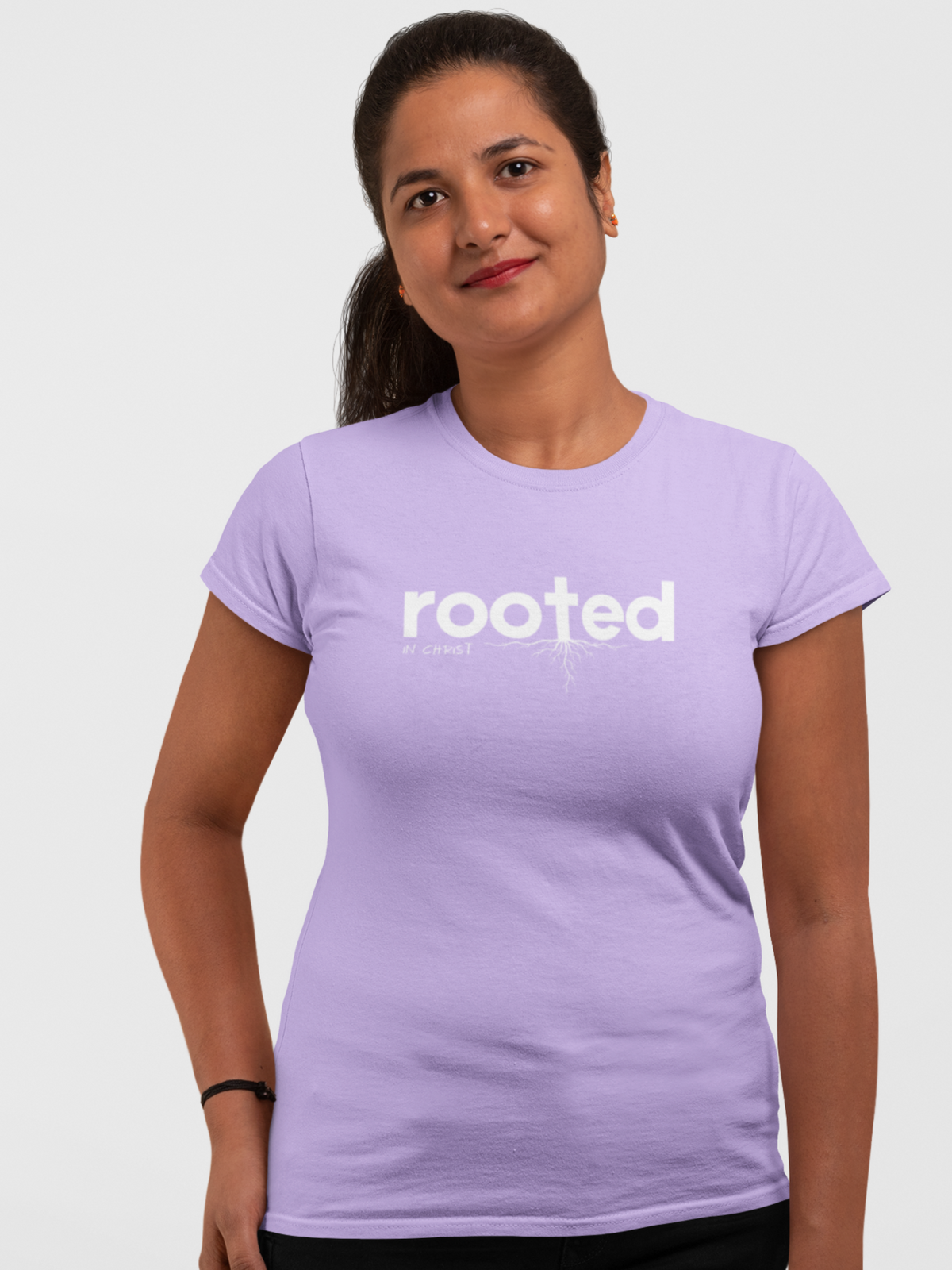 Rooted in Christ – Faith & Foundation women's Christian t-shirt