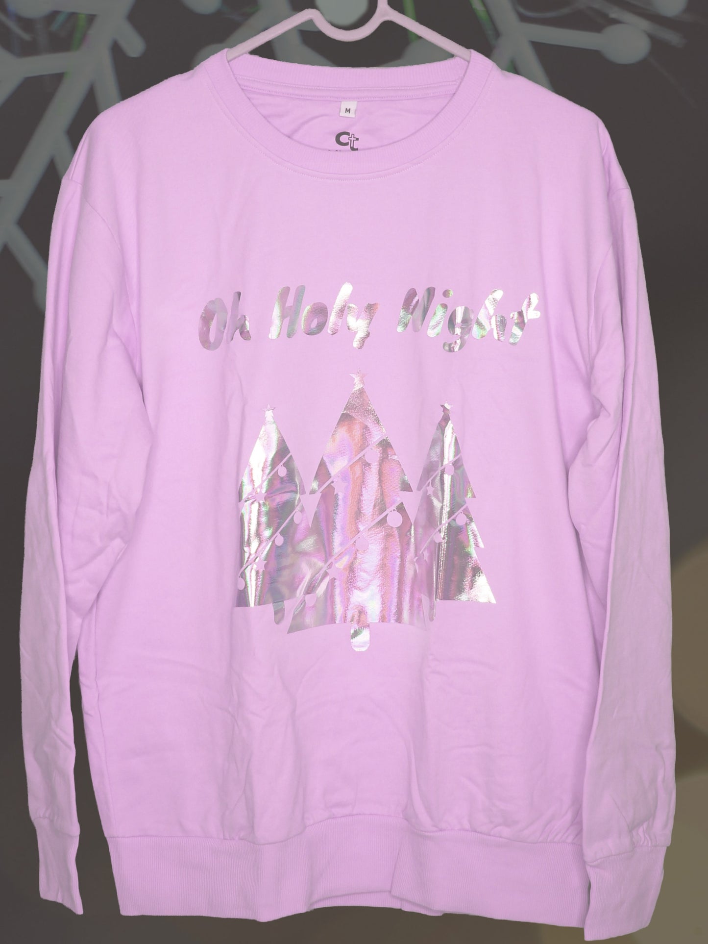 "Oh Holy Night" Rainbow Vinyl Unisex Christmas Sweatshirt