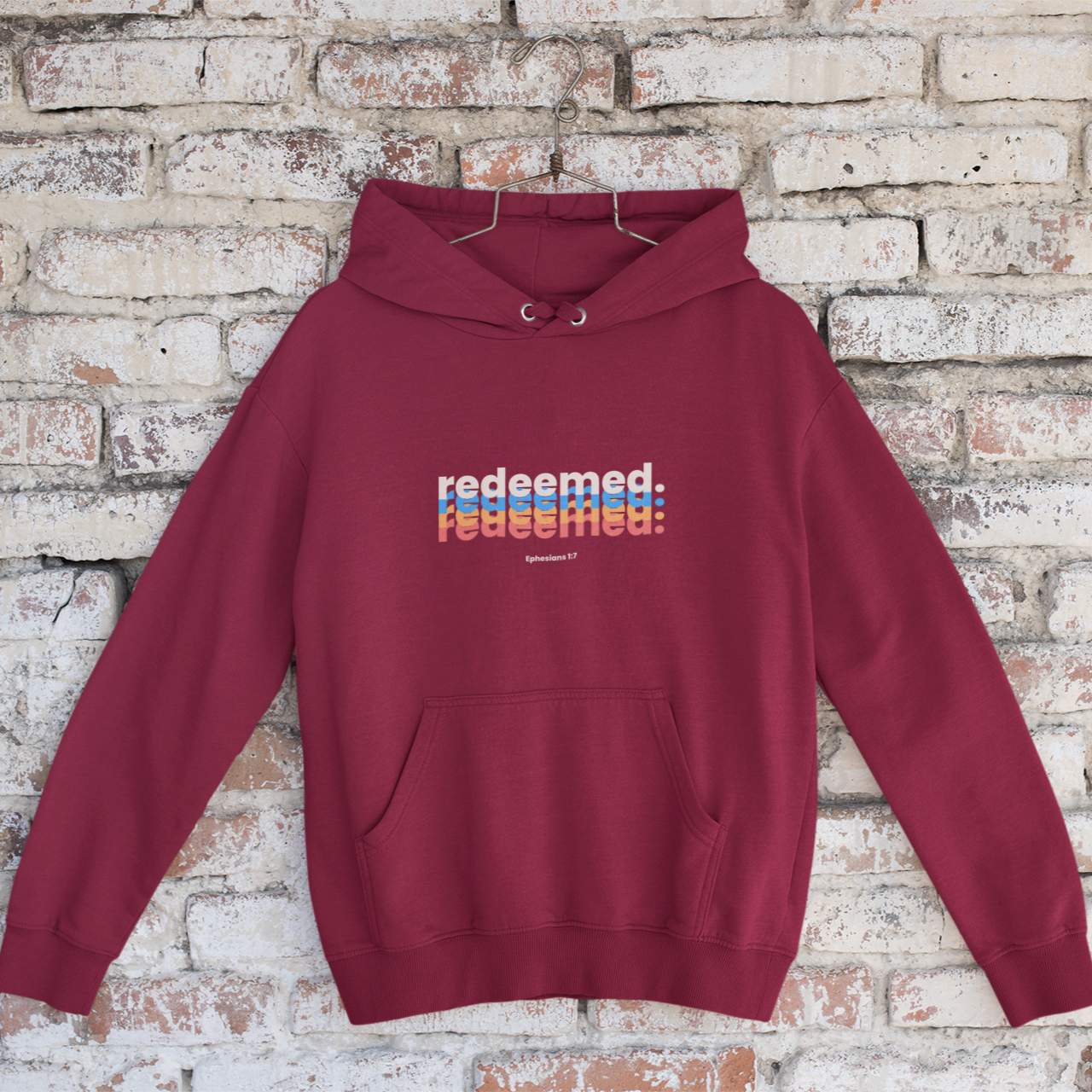 "Redeemed" unisex Christian hooded sweatshirt