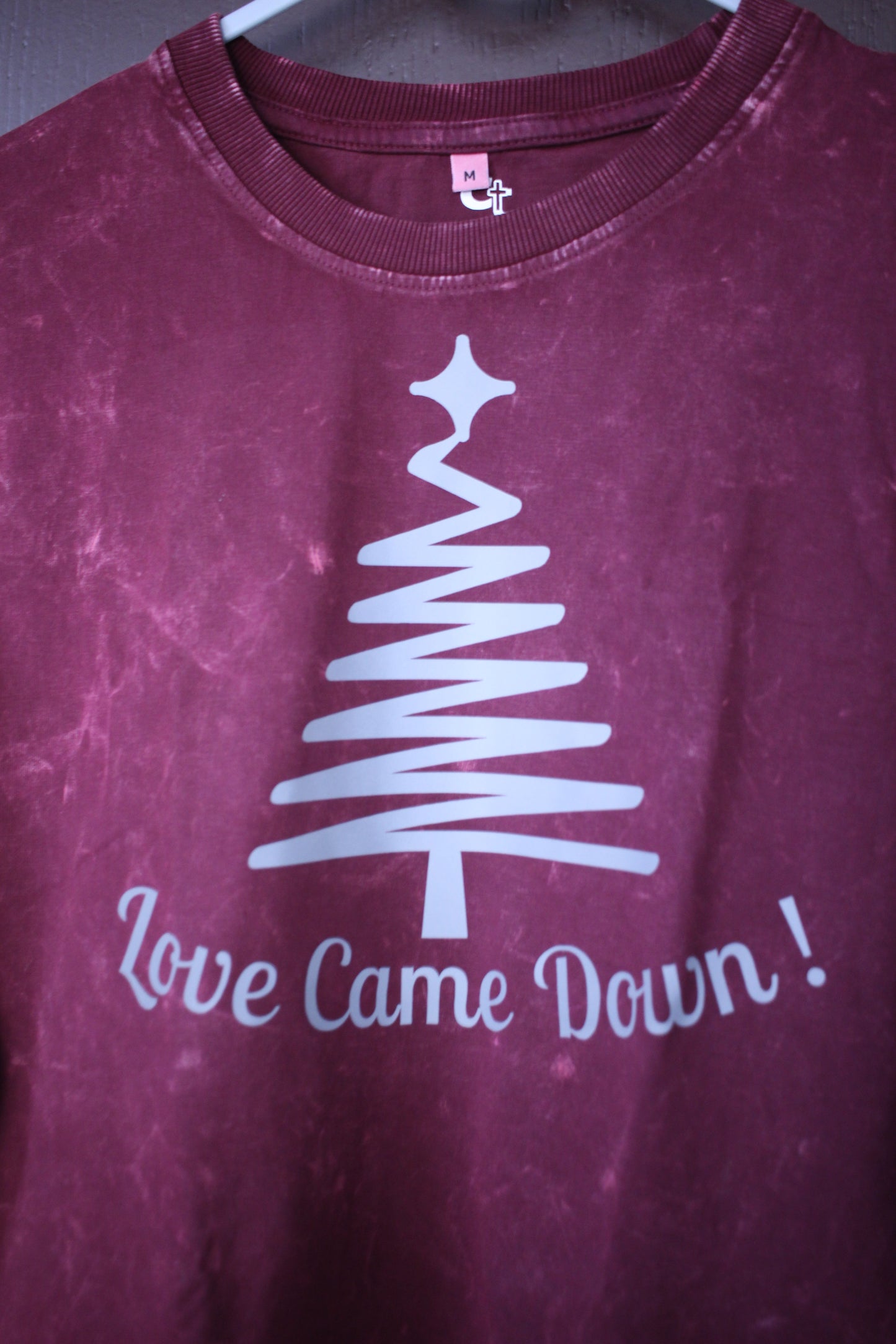 Reflective Print "Love Came Down"  Title: Oversized Unisex Christian T-Shirt