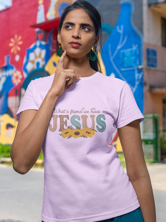 "What a Friend We Have in Jesus" women's Christian T-shirt