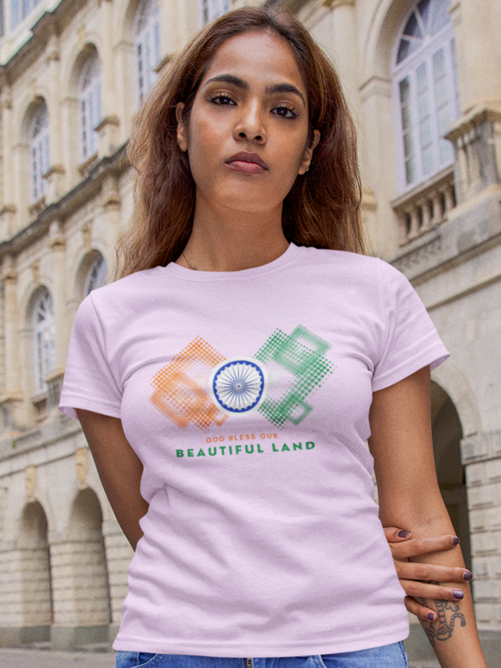 "God Bless Our Beautiful Land" women's Christian T-shirt